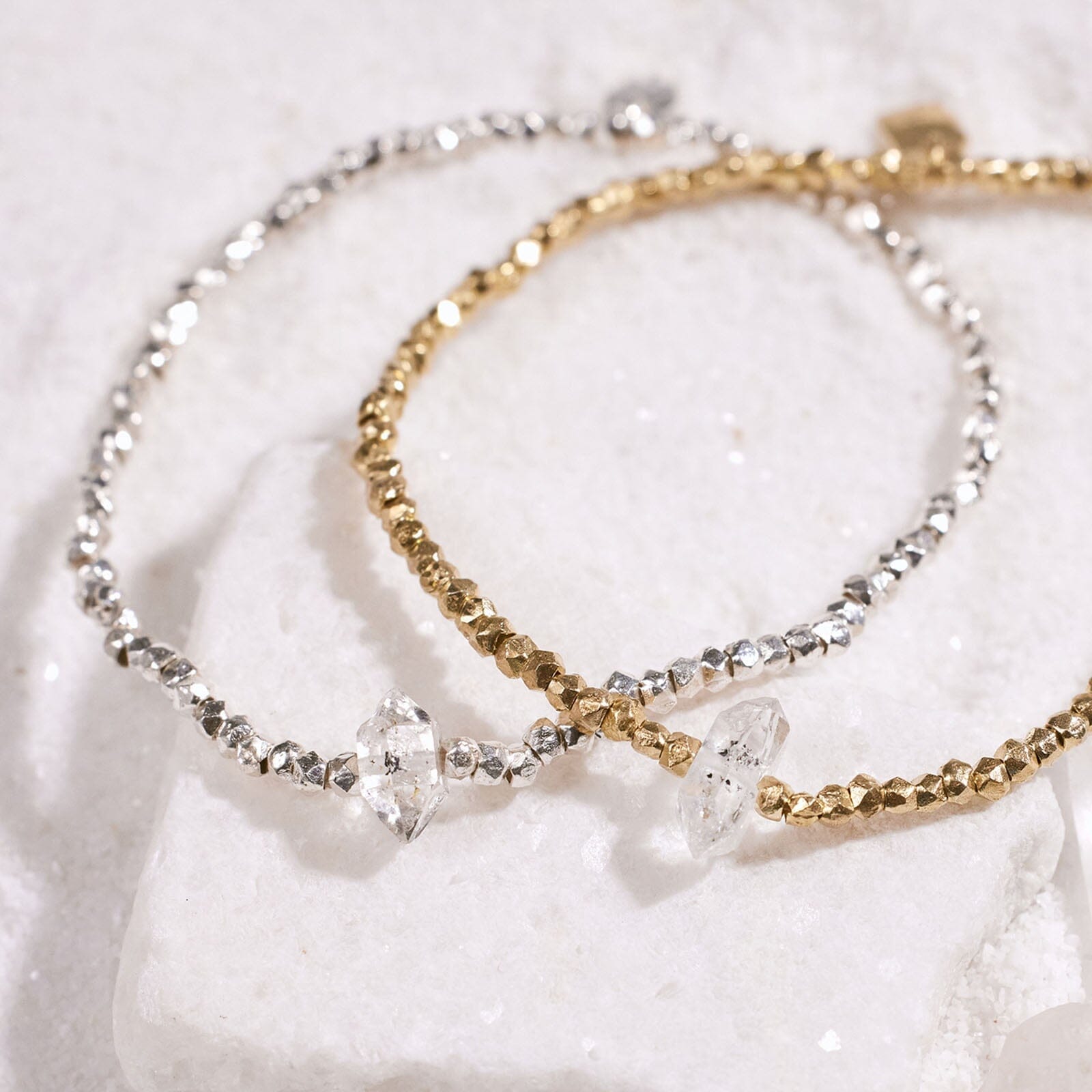 Herkimer Stretch Bead Bracelet