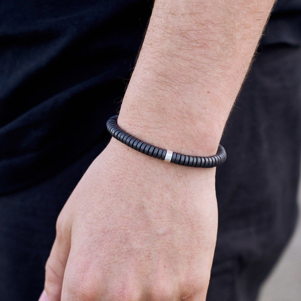 Bracelet en pierre anthracite pour hommes