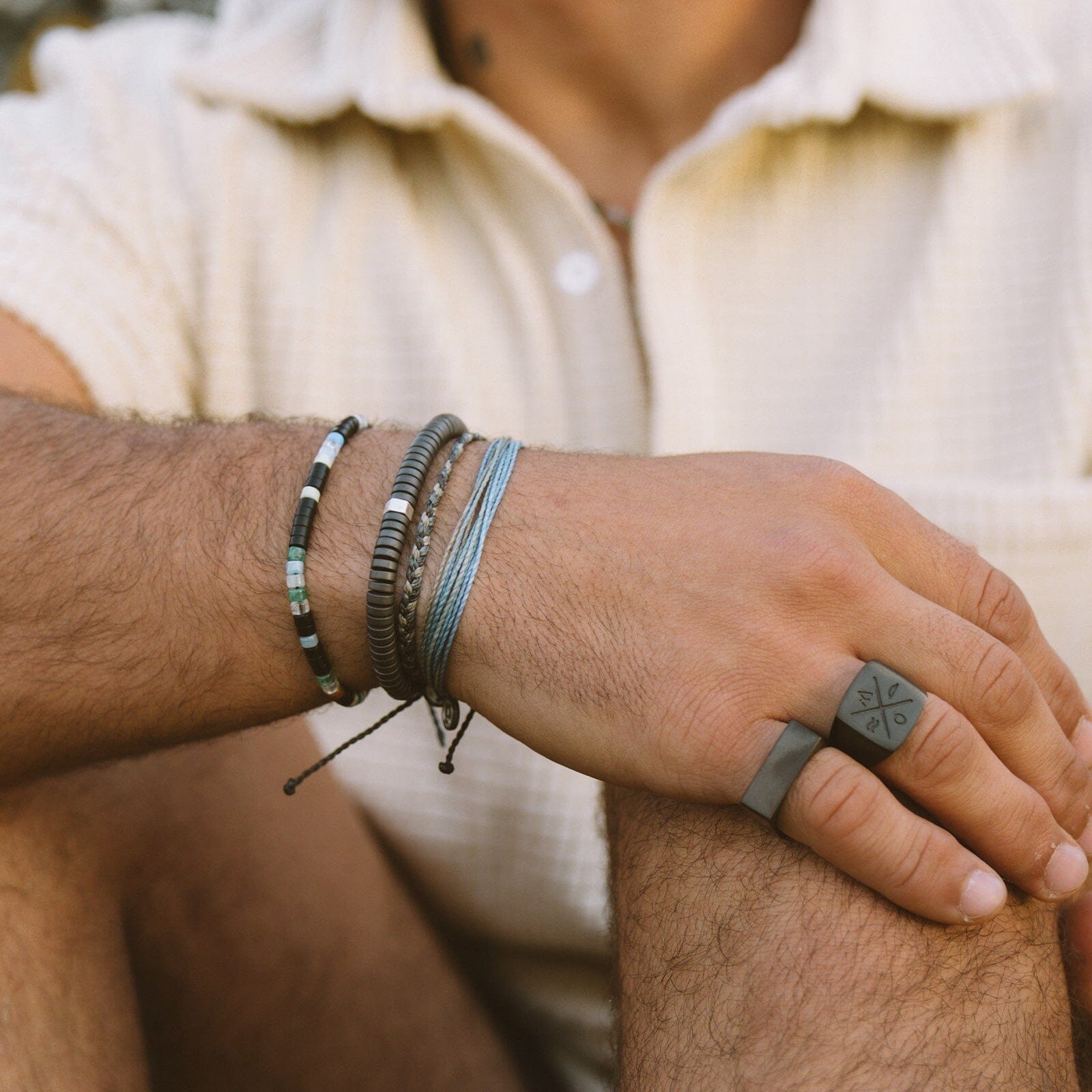 Bracelet en pierre anthracite pour hommes