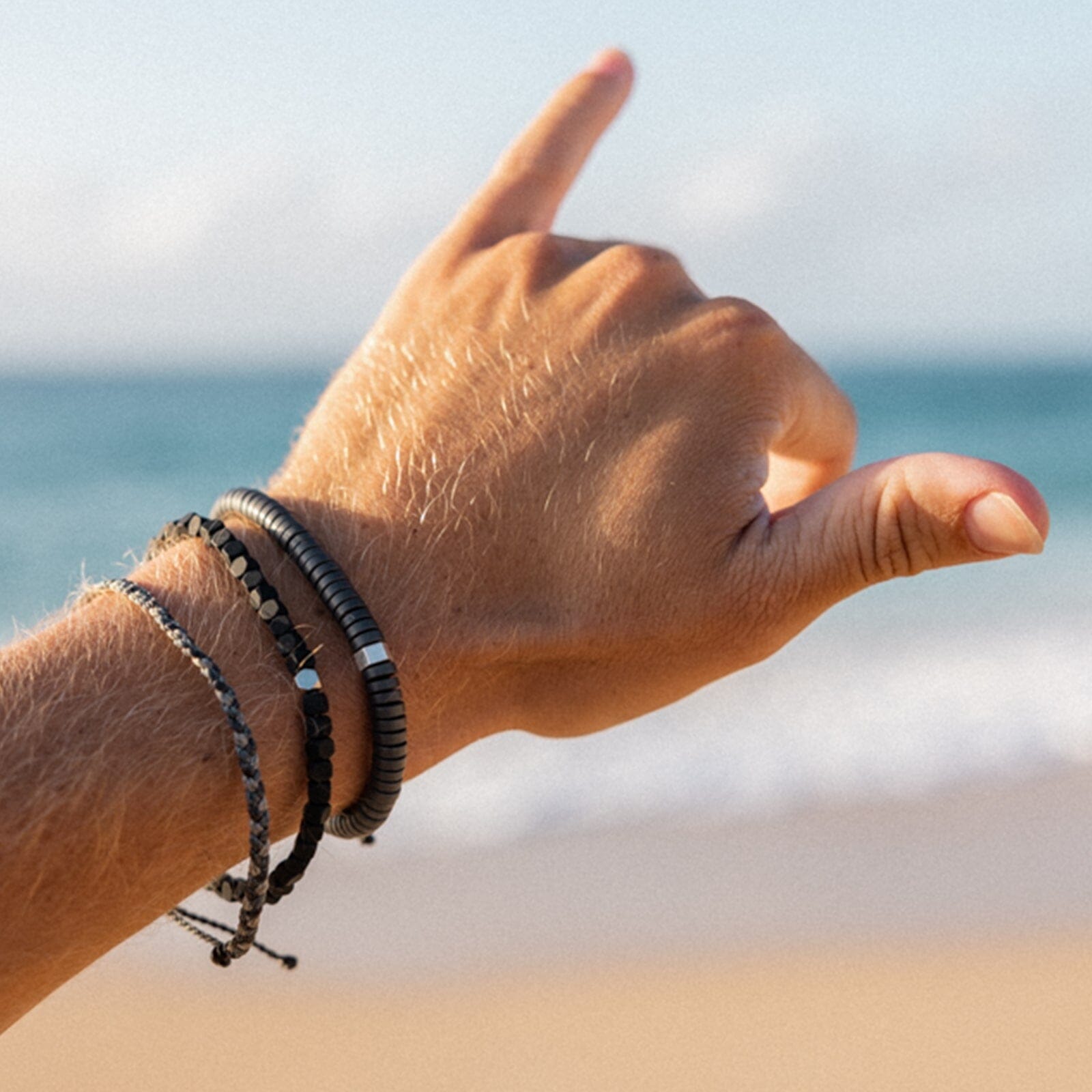 Bracelet en pierre anthracite pour hommes