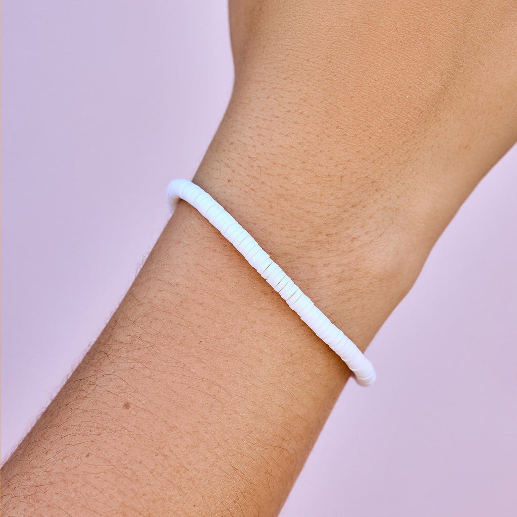 White Seascape Stretch Bracelet