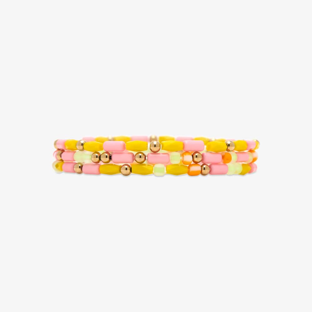 Lot de 3 bracelets extensibles Sarita avec perles en mélange de graines