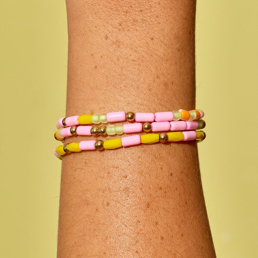 Lot de 3 bracelets extensibles Sarita avec perles en mélange de graines