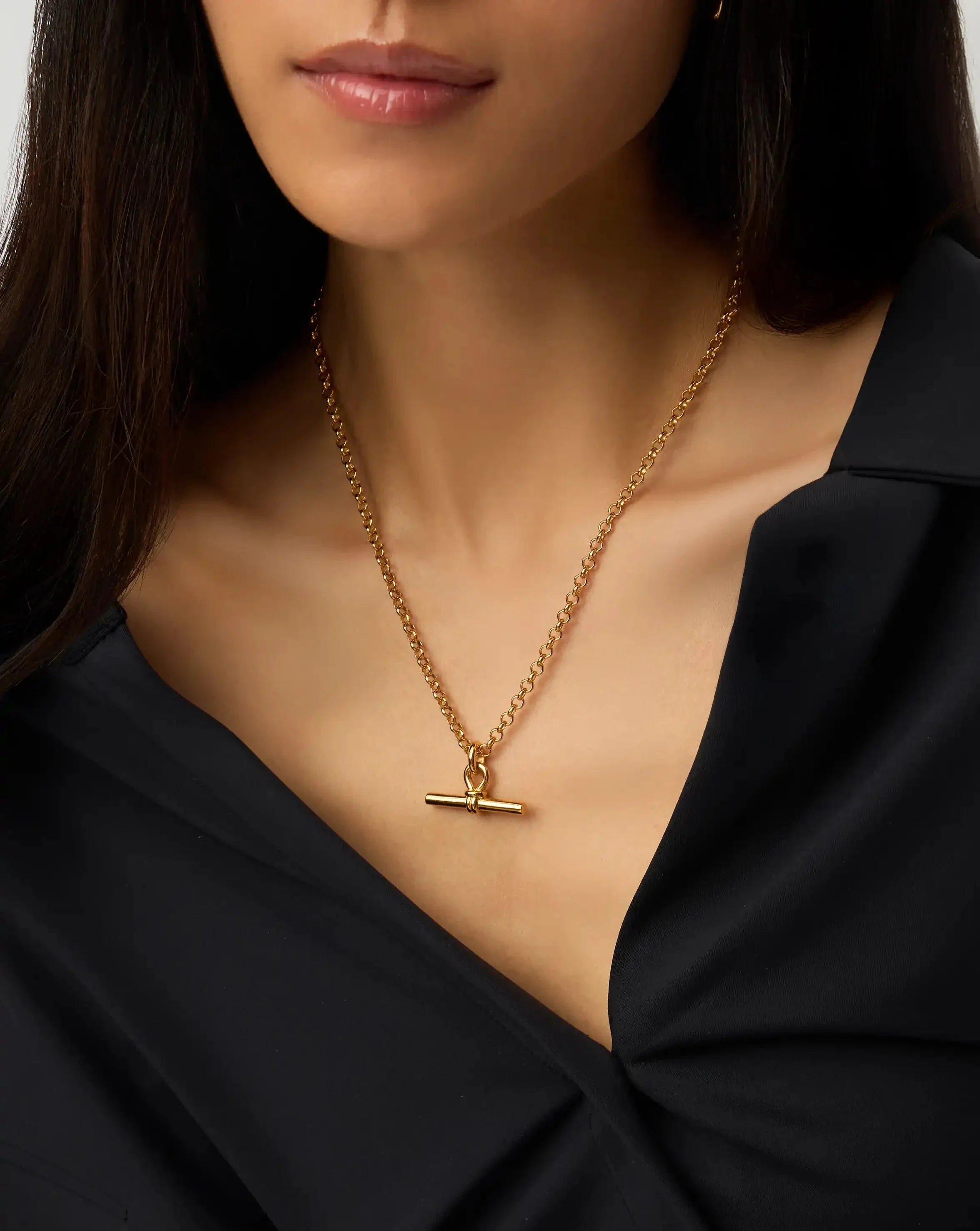 Chunky T-Bar Chain Necklace | 18ct Gold Plated