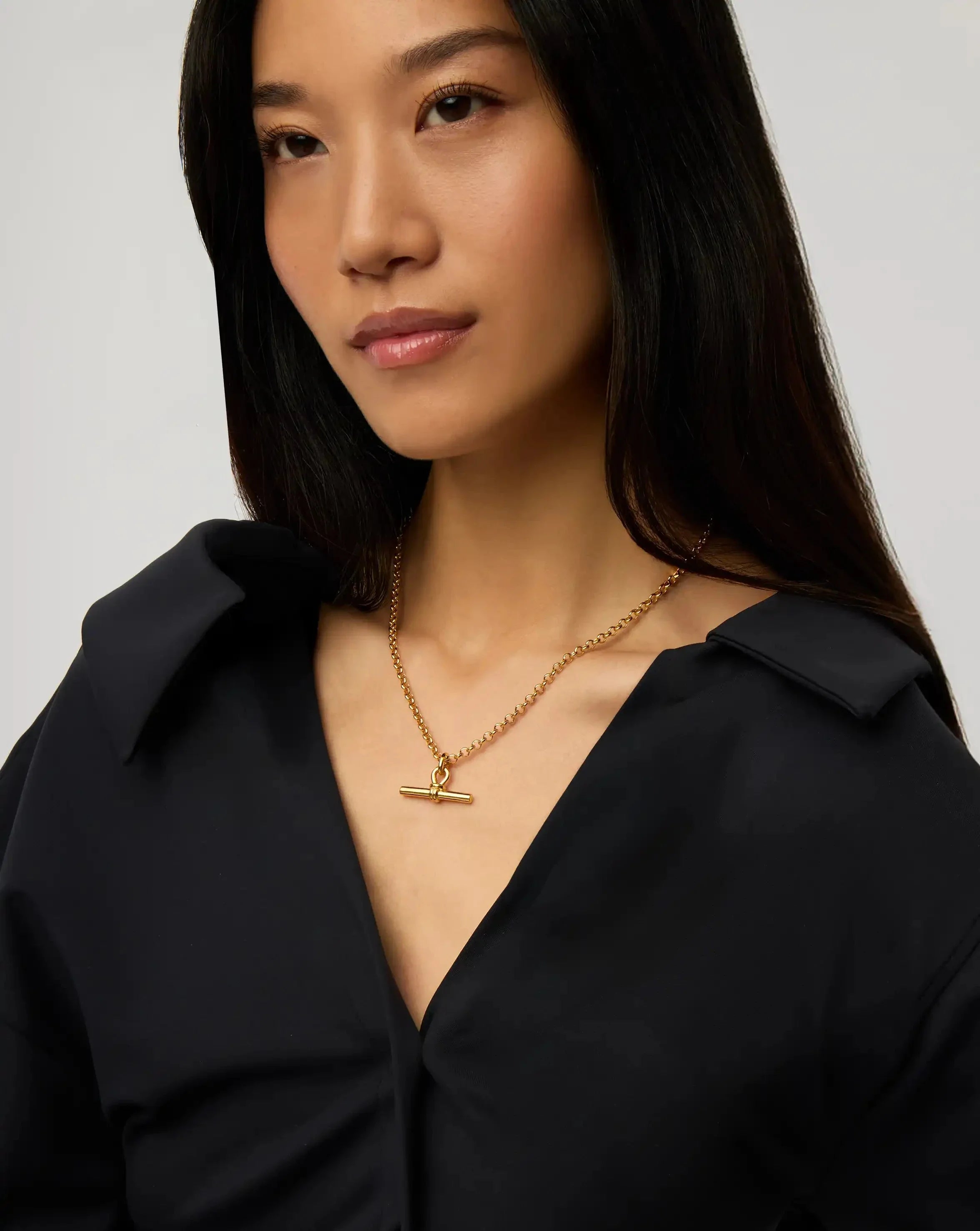 Collier chaîne épaisse avec fermoir en T | Plaqué or 18 carats