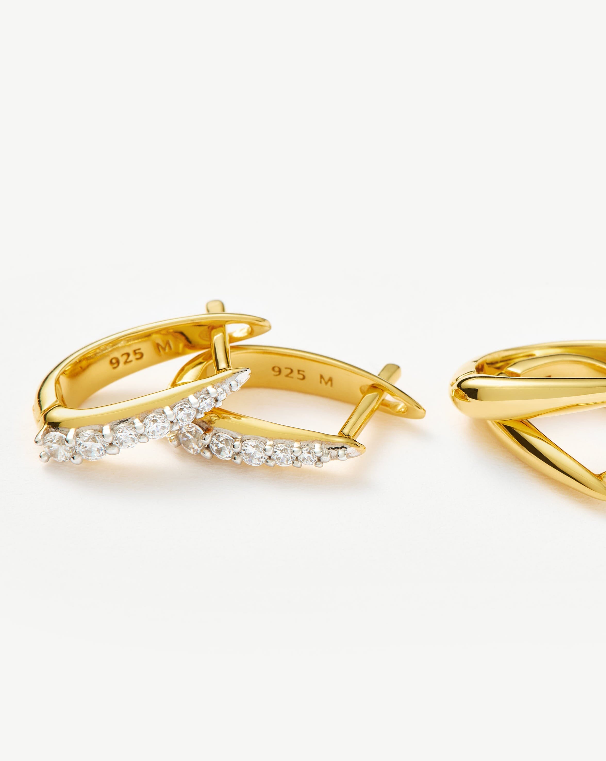 Claw Pave Huggies Earring Set | Gold/Cubic Zirconia