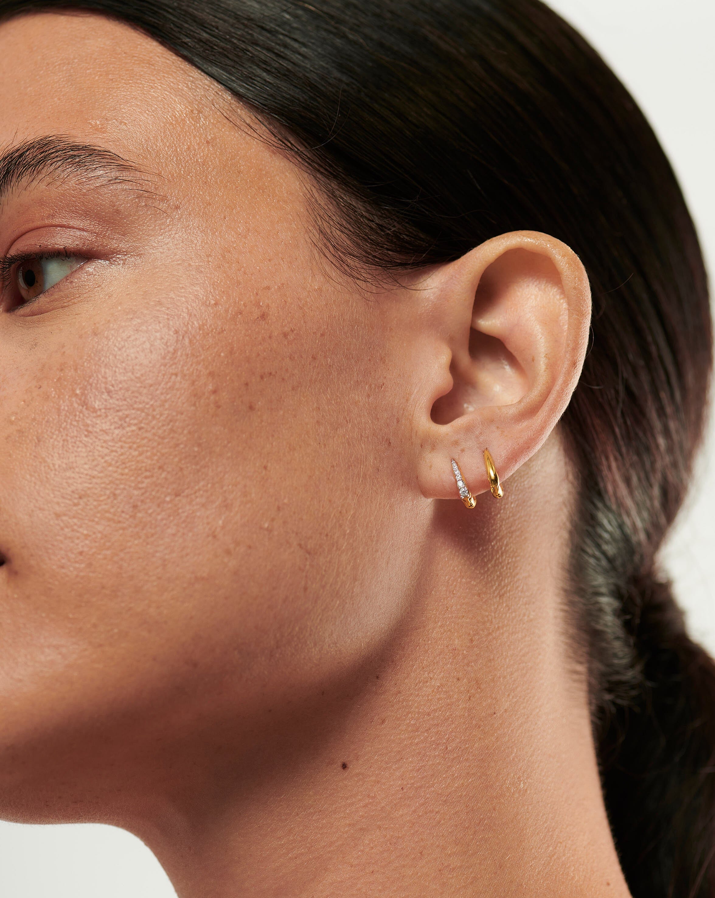 Claw Pave Huggies Earring Set | Gold/Cubic Zirconia