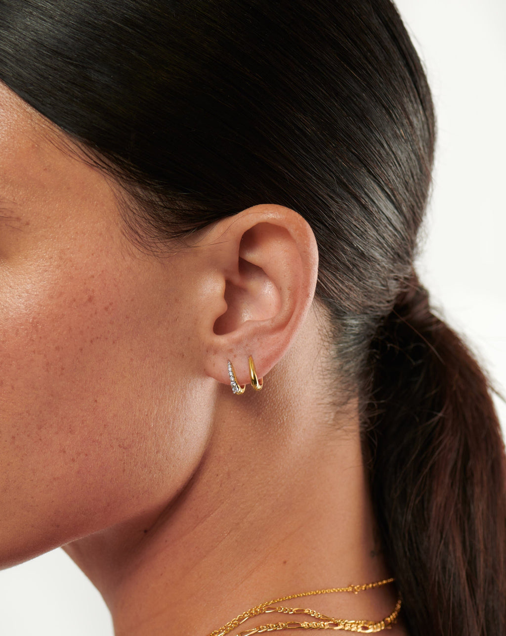 Claw Pave Huggies Earring Set | Gold/Cubic Zirconia