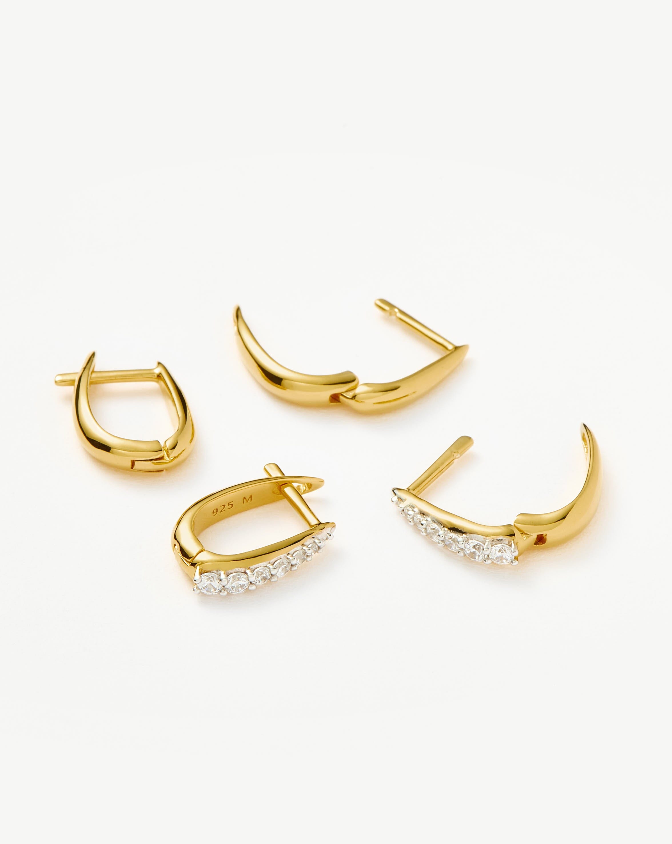 Claw Pave Huggies Earring Set | Gold/Cubic Zirconia