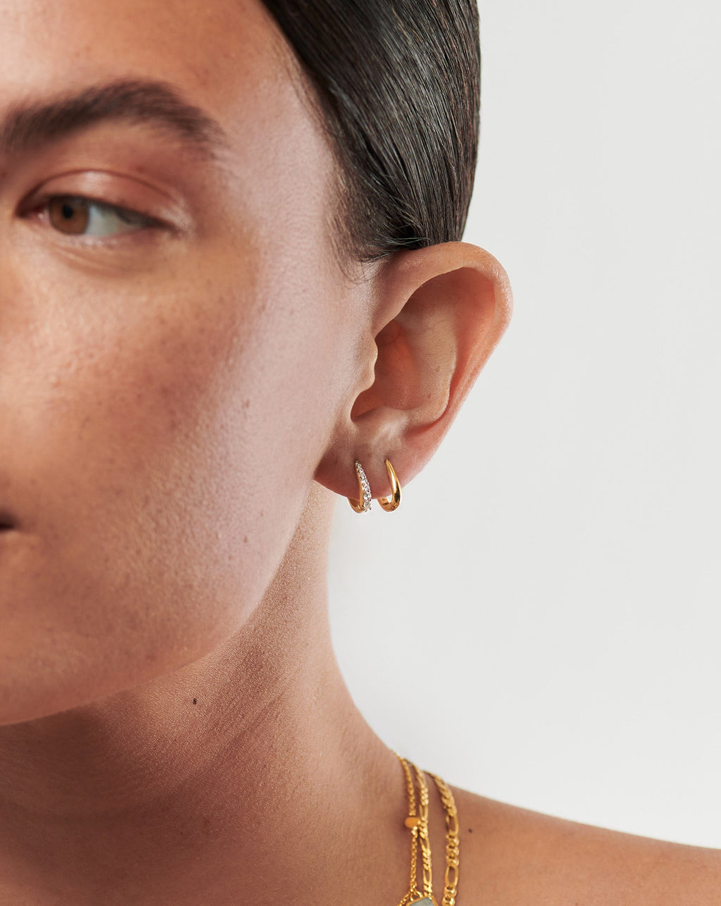 Claw Pave Huggies Earring Set | Gold/Cubic Zirconia