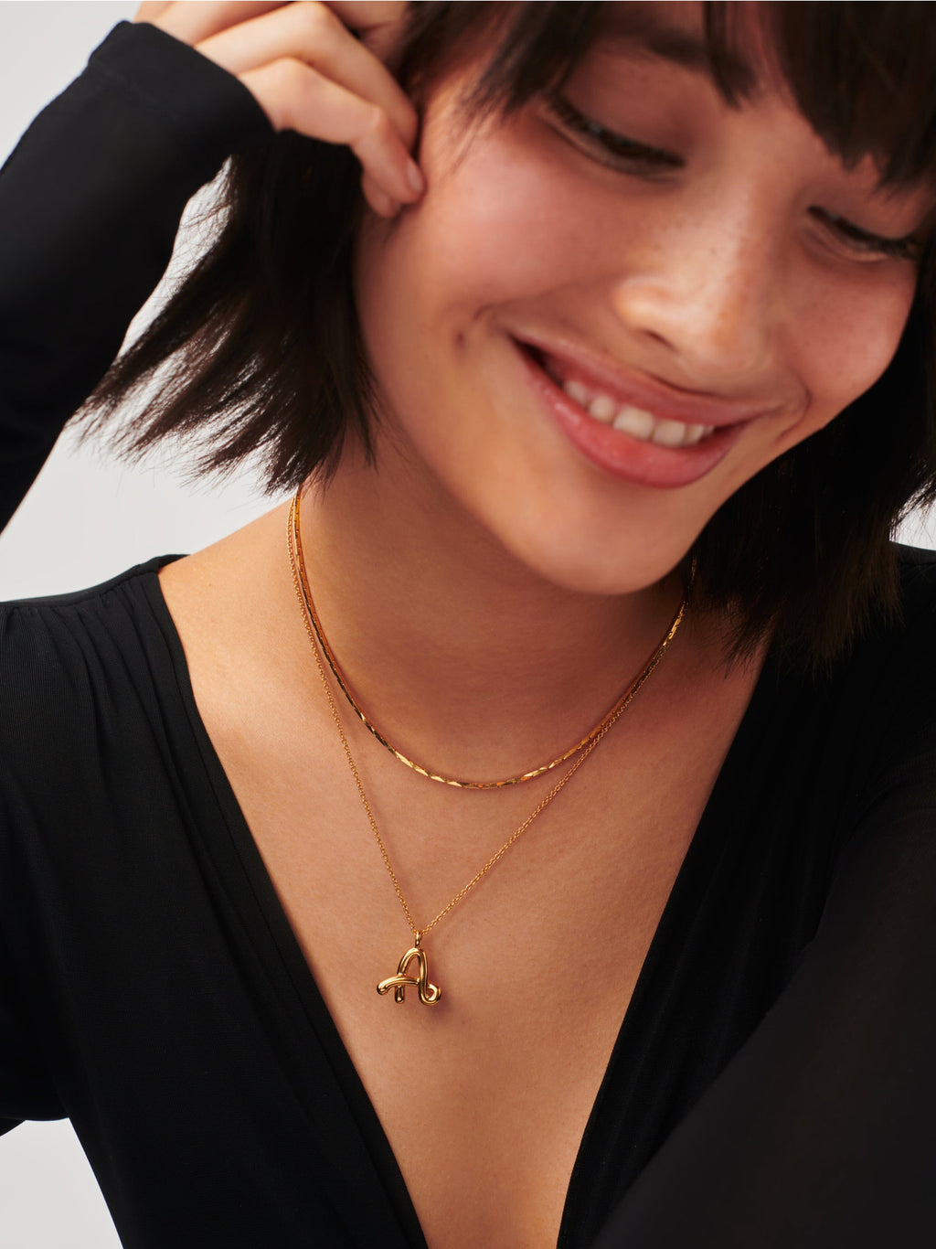Collier Pendentif Initial Fondant Frisé - A | Or