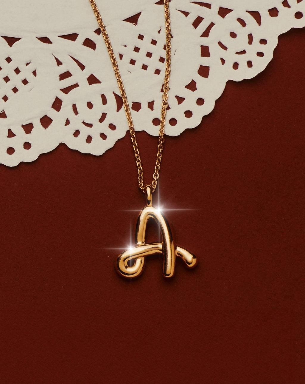 Collier Pendentif Initial Fondant Frisé - A | Or