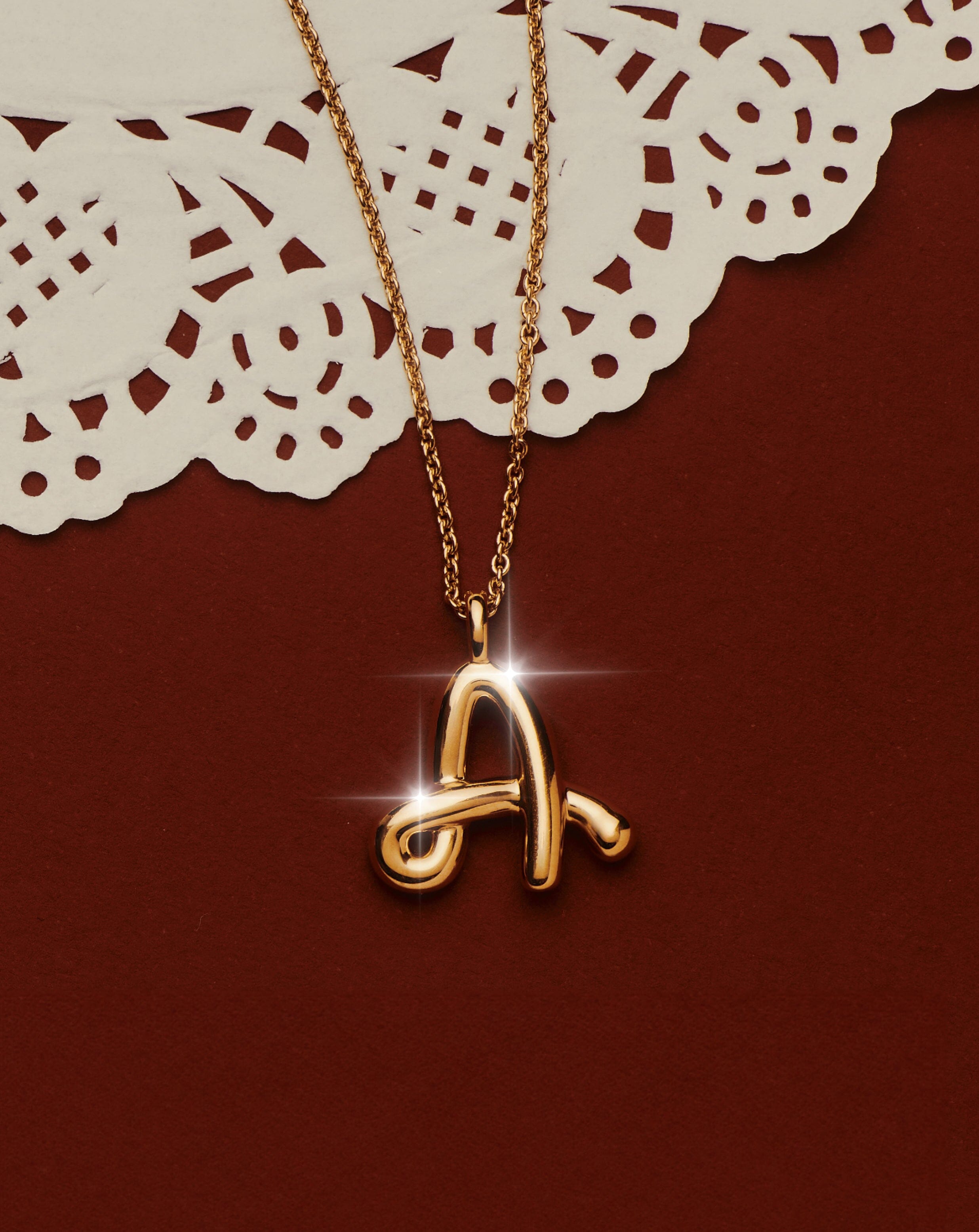 Collier Pendentif Initial Fondant Frisé - A | Or