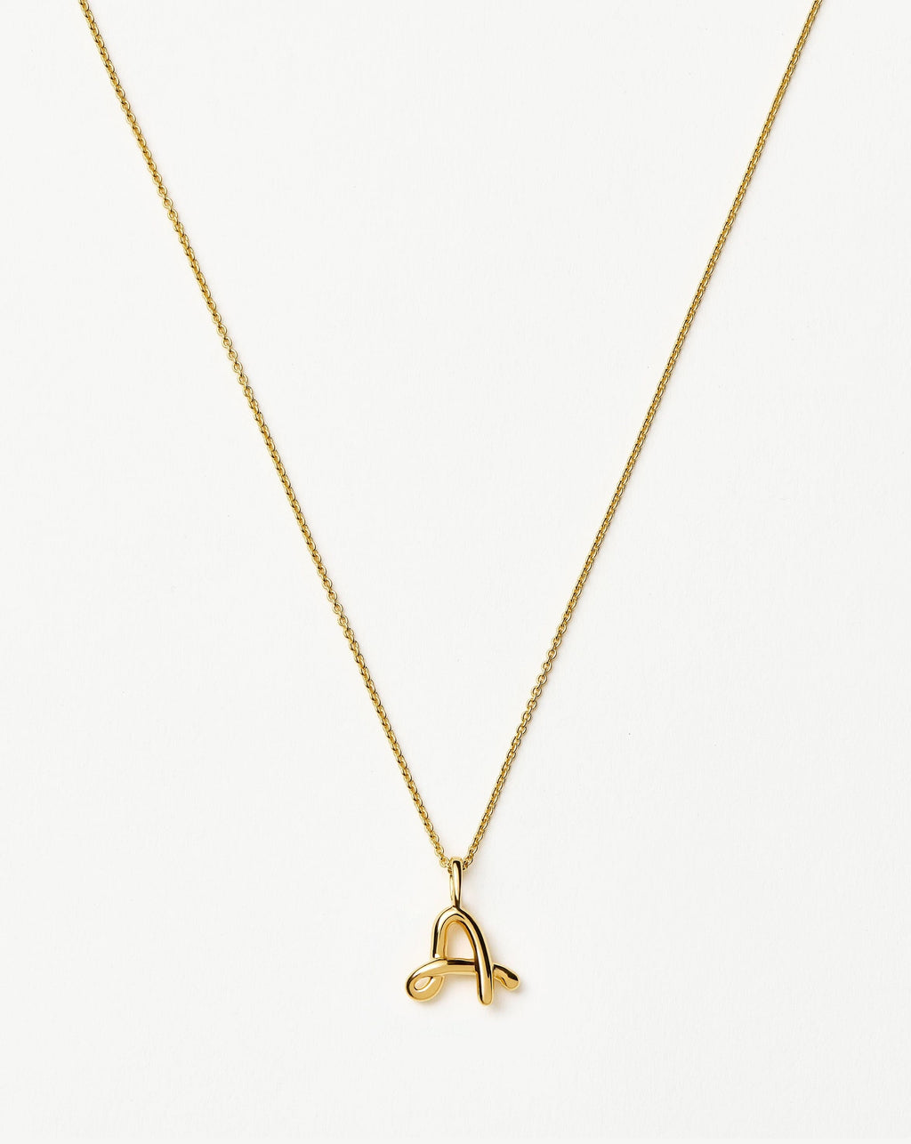 Curly Molten Mini Initial Necklace - A | 18ct Gold Vermeil