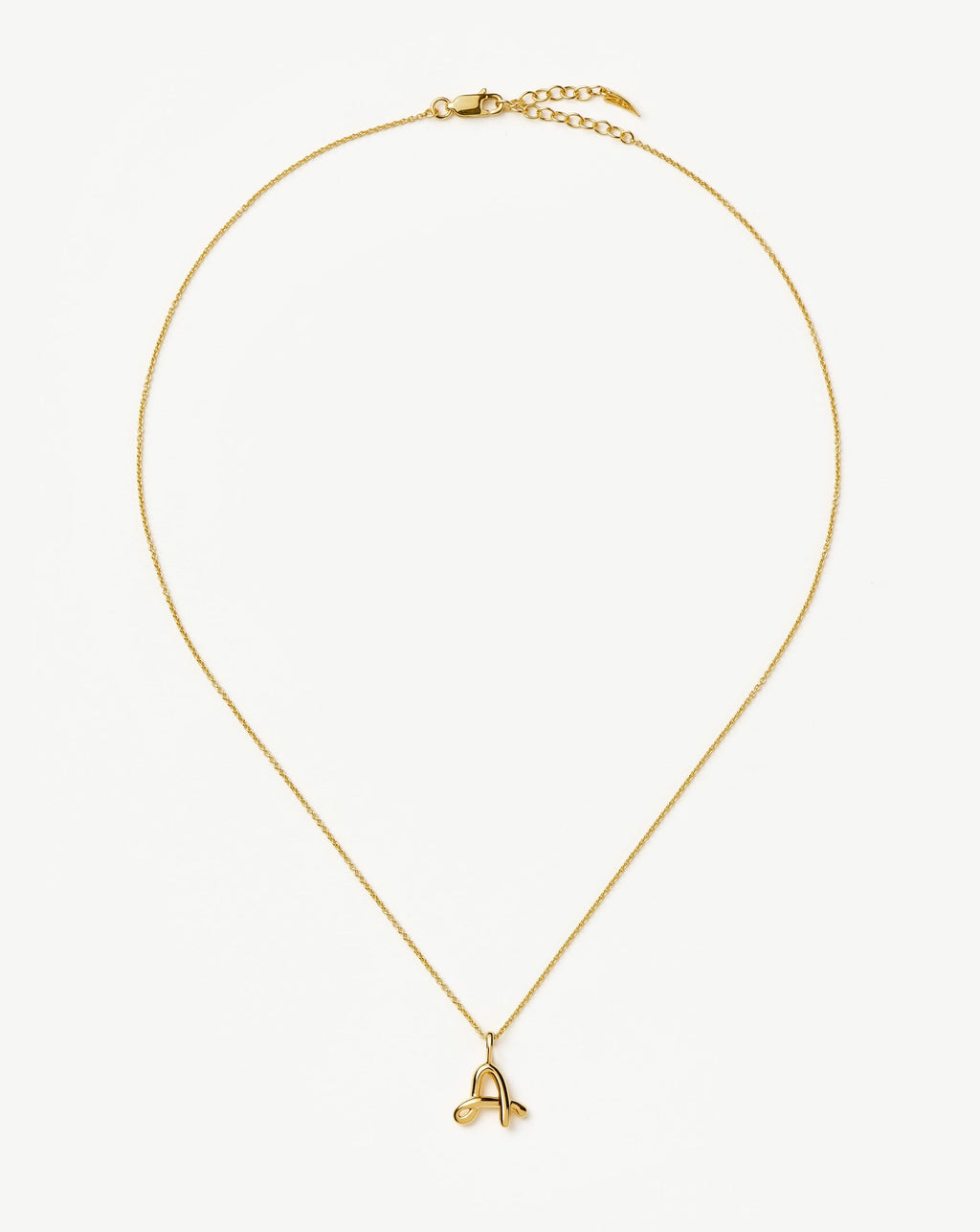 Curly Molten Mini Initial Necklace - A | 18ct Gold Vermeil