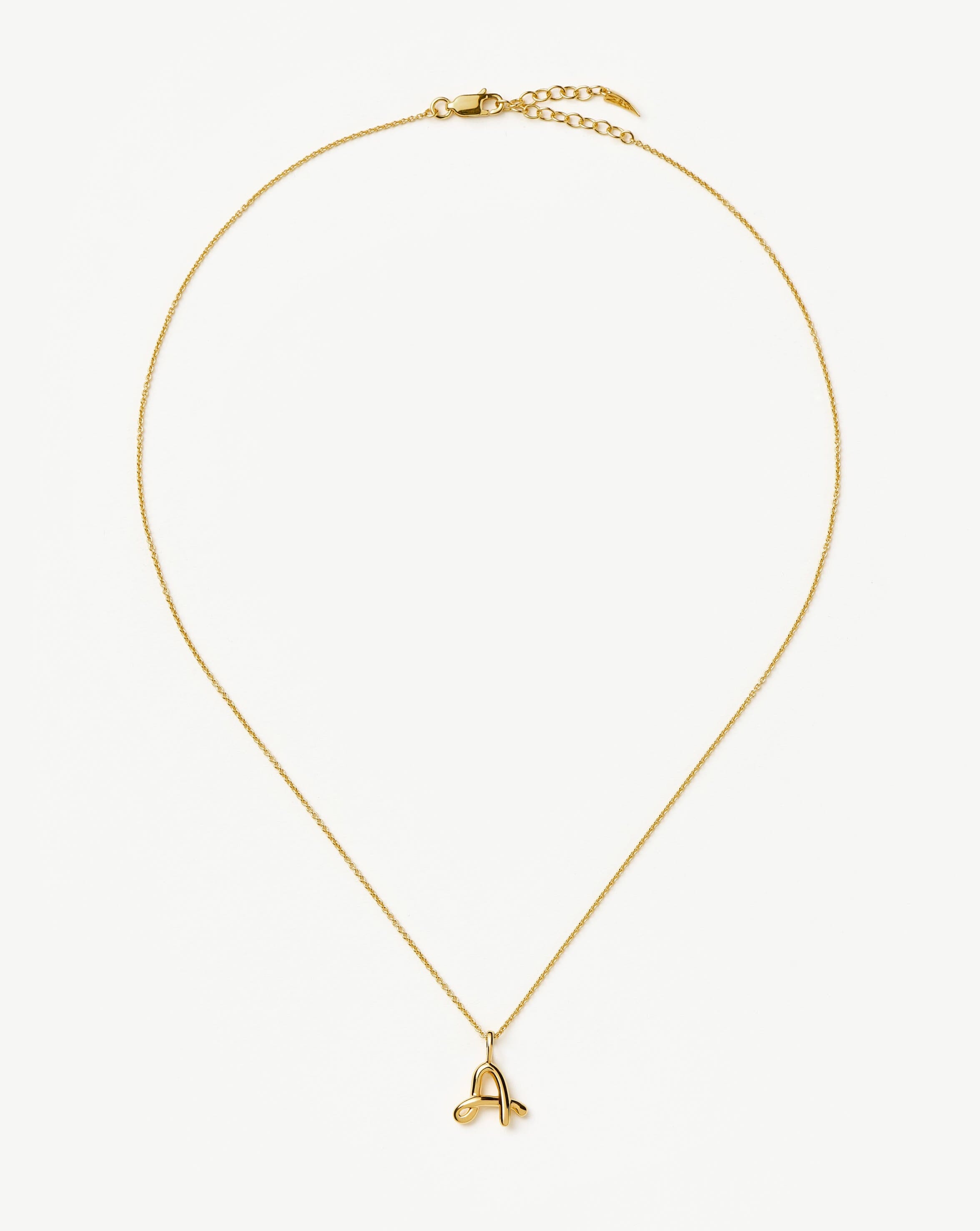Curly Molten Mini Initial Necklace - A | 18ct Gold Vermeil