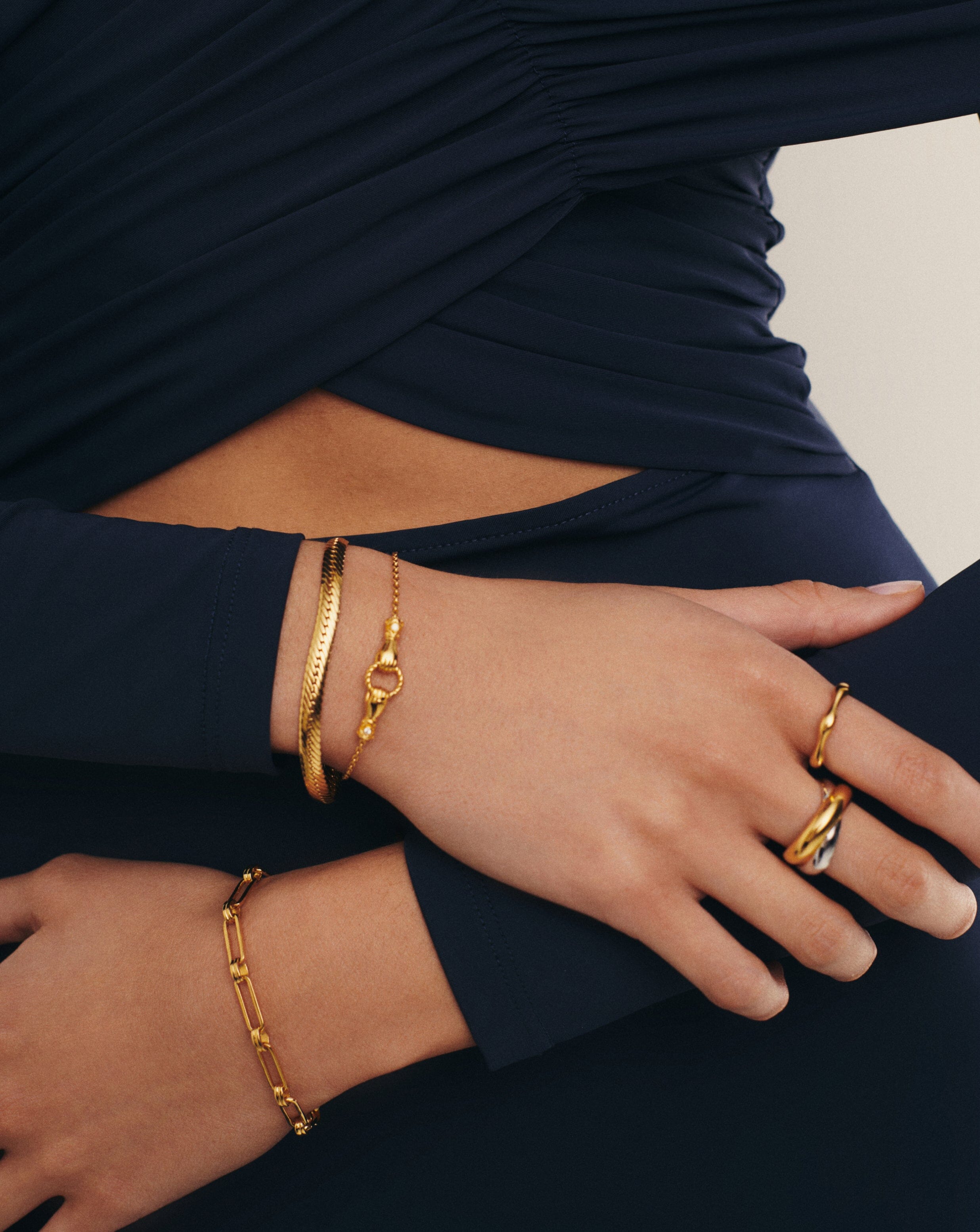 Harris Reed In Good Hands Slider Bracelet | 18ct Gold Plated/Cubic Zirconia