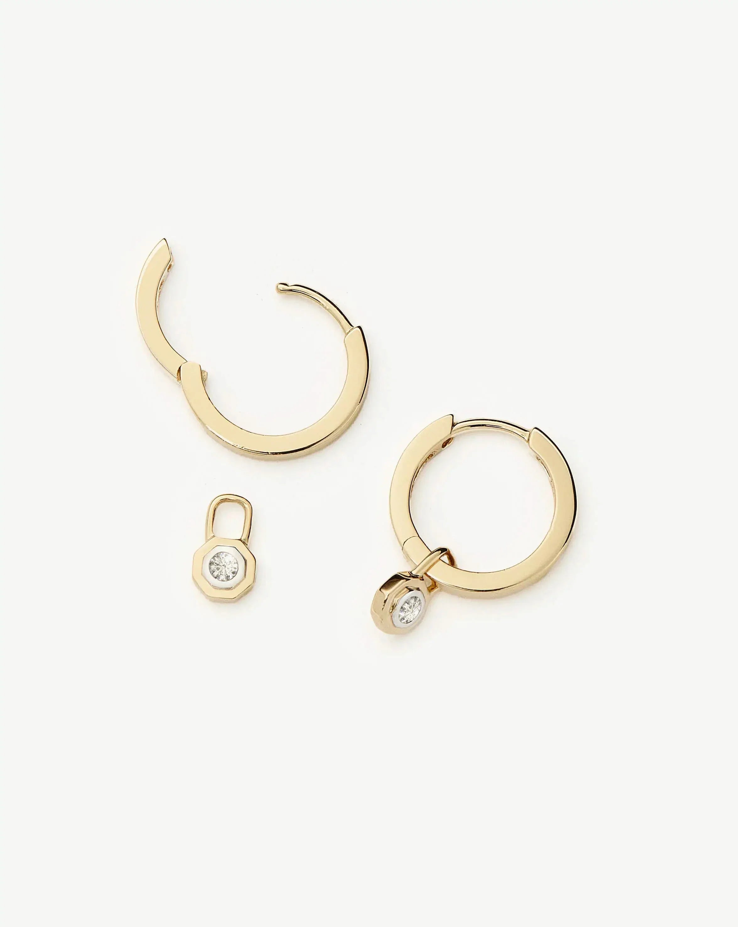 Lucy Williams Solid Gold Diamond Drop Huggies | 14ct Solid Gold/Lab Grown Diamonds