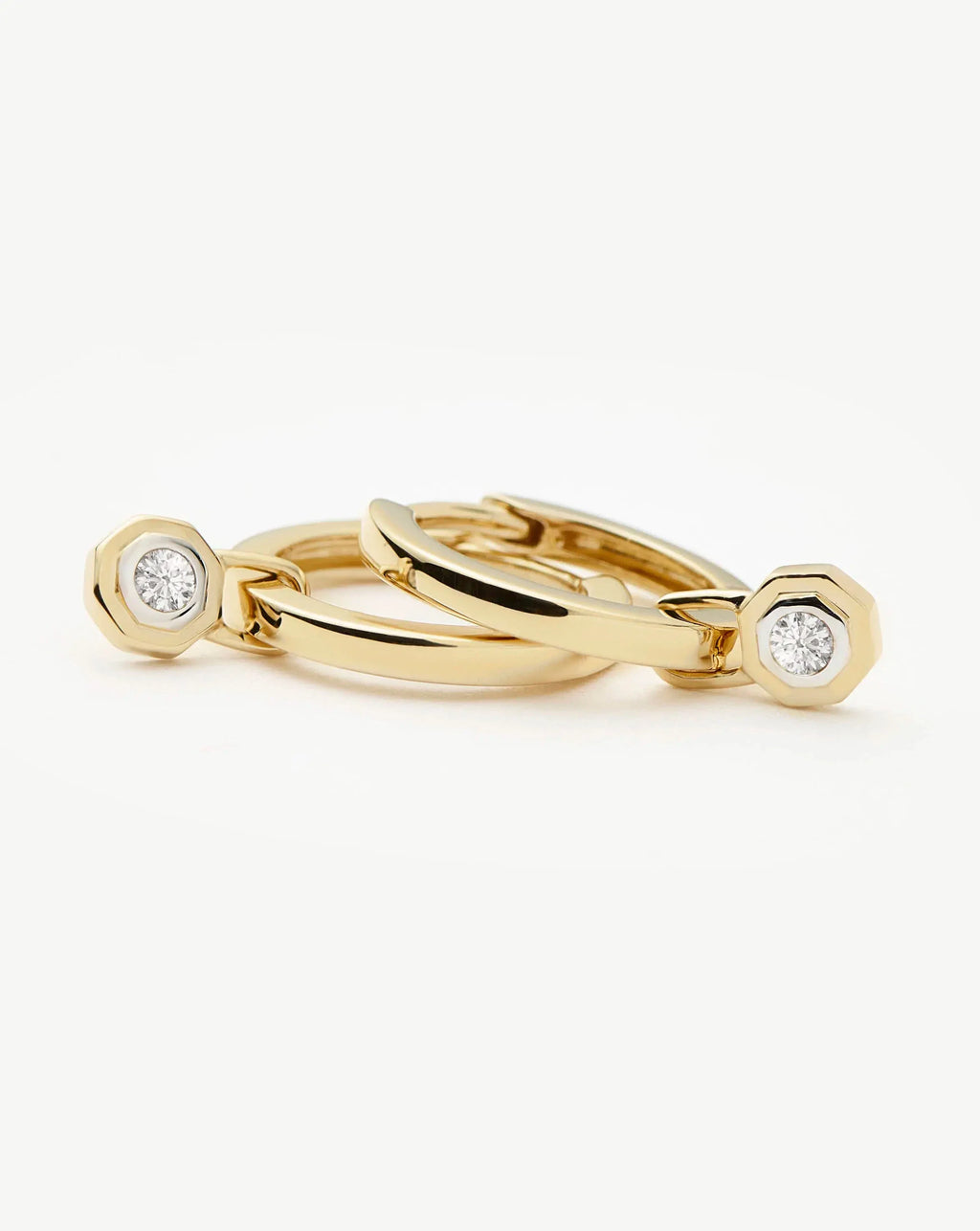 Lucy Williams Solid Gold Diamond Drop Huggies | 14ct Solid Gold/Lab Grown Diamonds