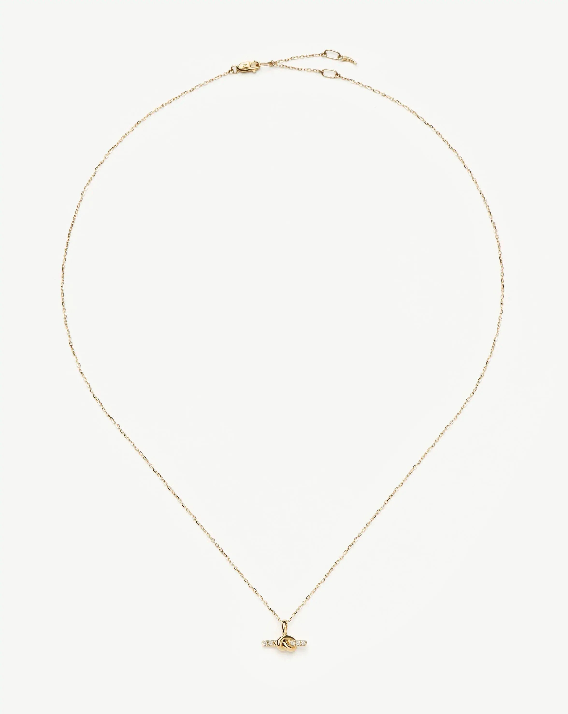 Lucy Williams Solid Gold Diamond T-Bar Pendant Necklace | 14ct Solid Gold/Lab Grown Diamond