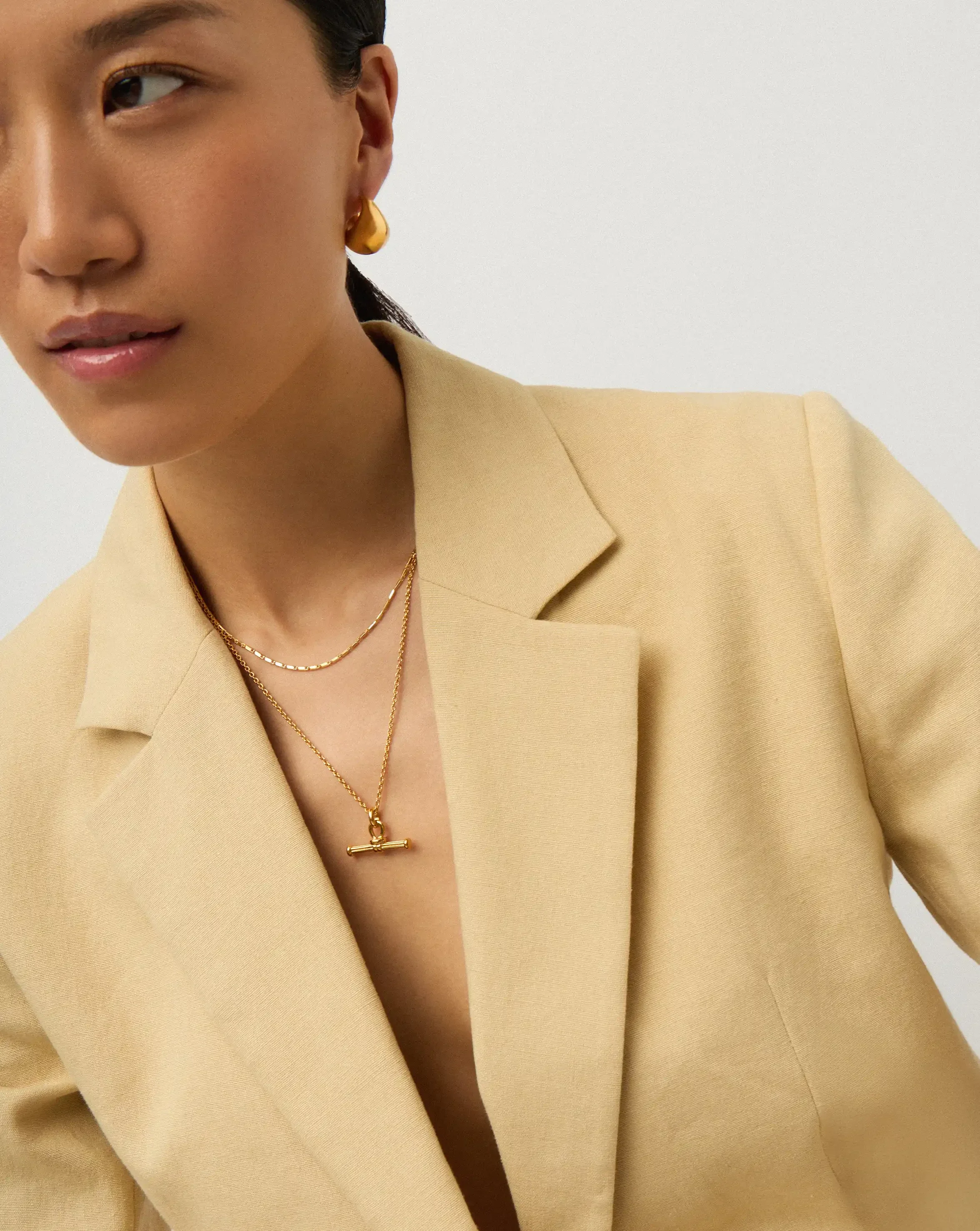 Lucy Williams Horizon & Ridge T-Bar Necklace Set | 18ct Gold Plated/18ct Gold Vermeil