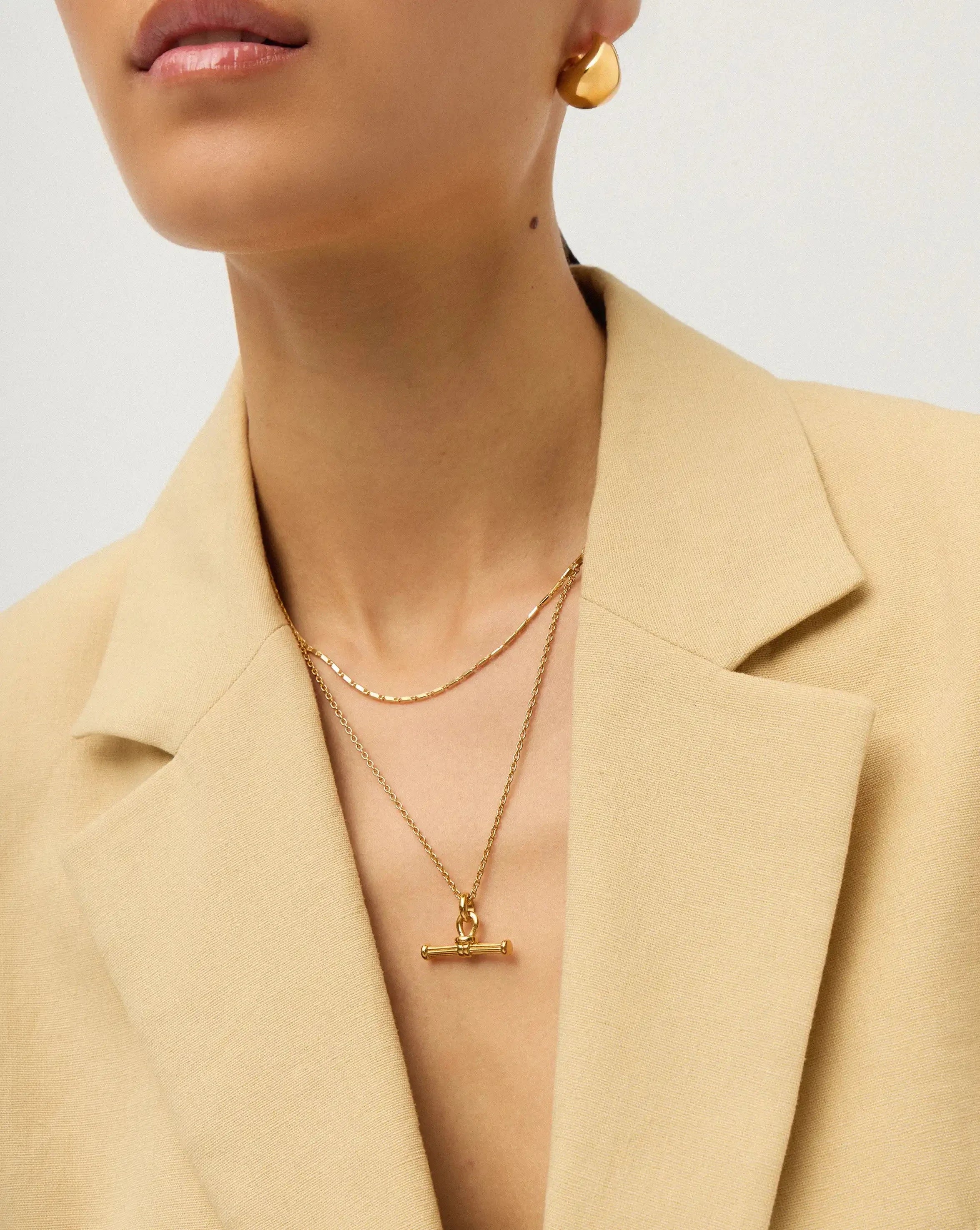 Lucy Williams Horizon & Ridge T-Bar Necklace Set | 18ct Gold Plated/18ct Gold Vermeil