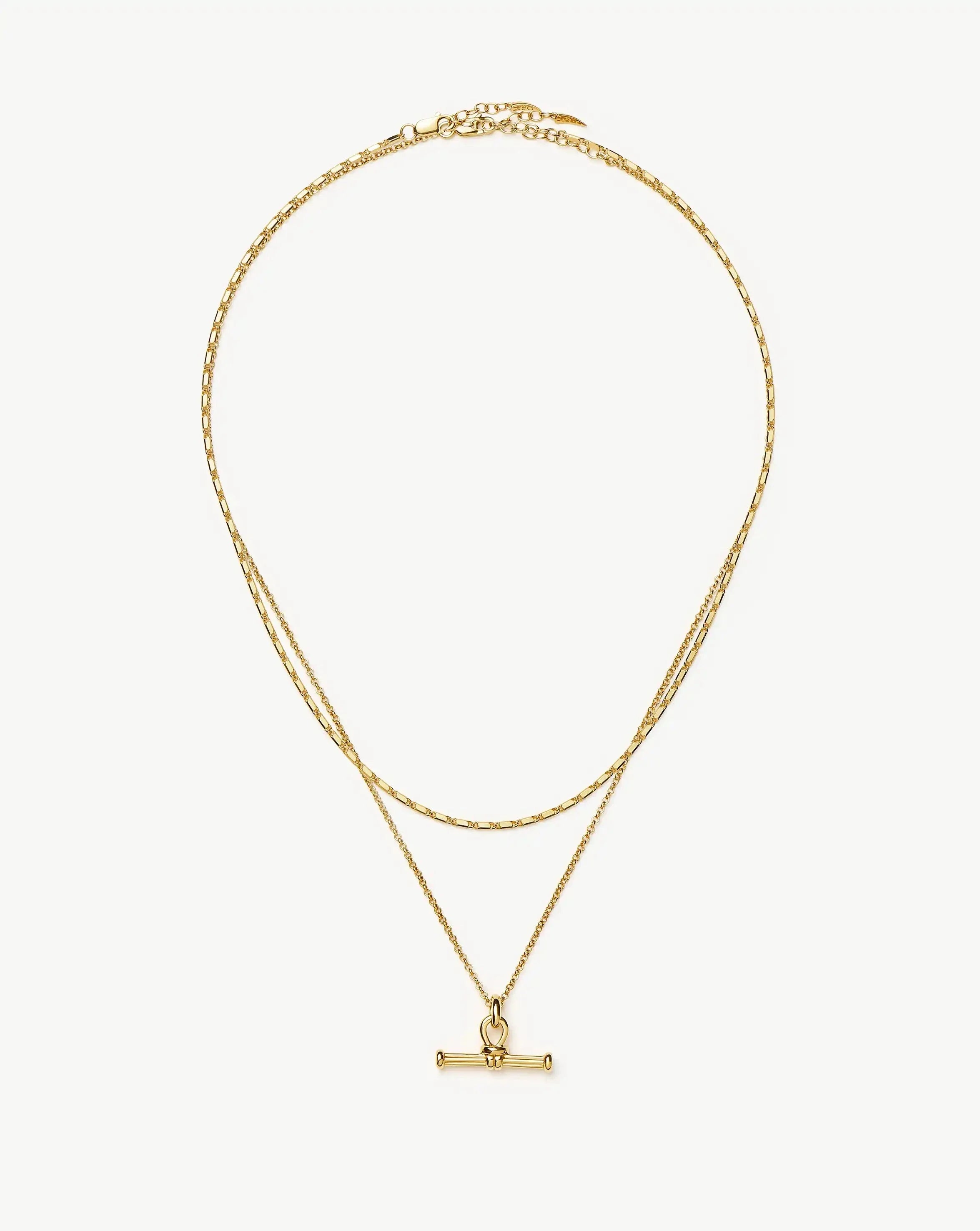 Lucy Williams Horizon & Ridge T-Bar Necklace Set | 18ct Gold Plated/18ct Gold Vermeil