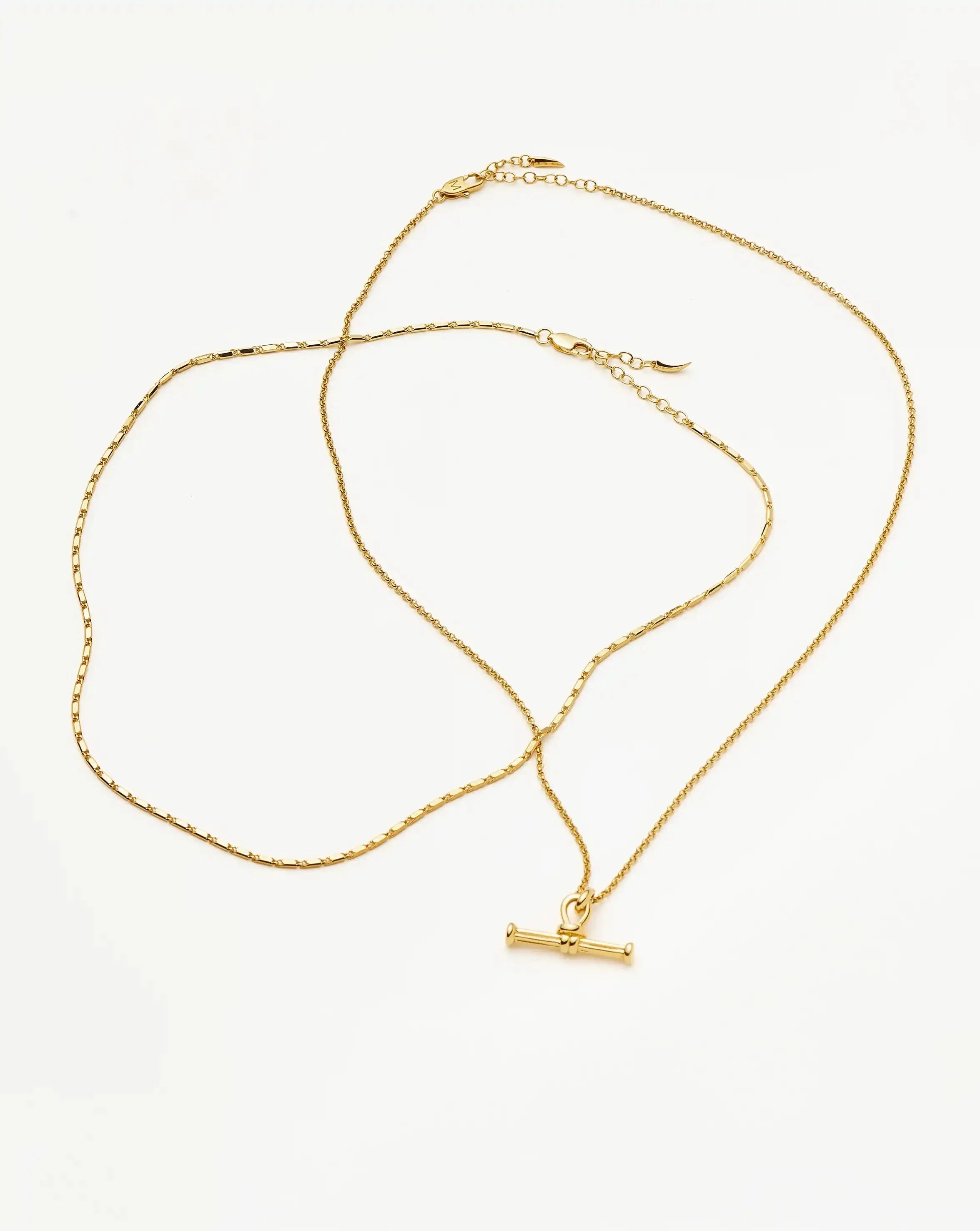 Lucy Williams Horizon & Ridge T-Bar Necklace Set | 18ct Gold Plated/18ct Gold Vermeil