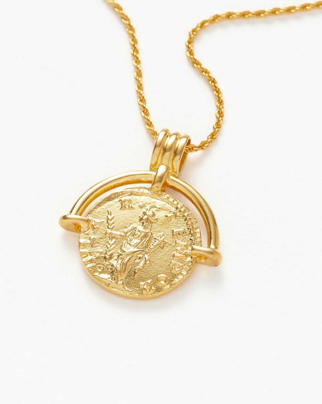 Collier pièce de monnaie Lucy Williams Roman Arc gravable | Plaqué or 18 carats
