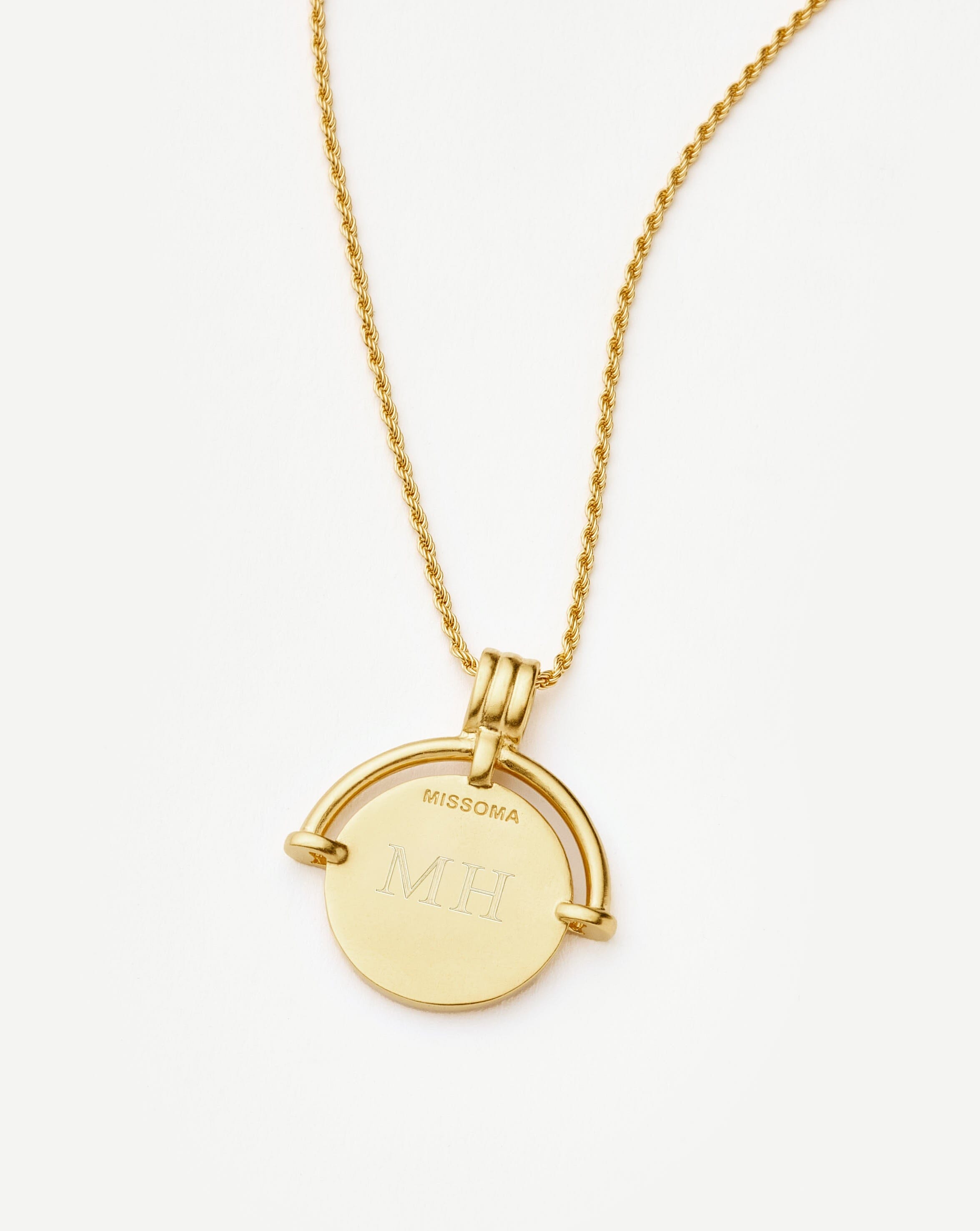 Lucy Williams Engravable Roman Arc Coin Necklace | 18ct Gold Plated