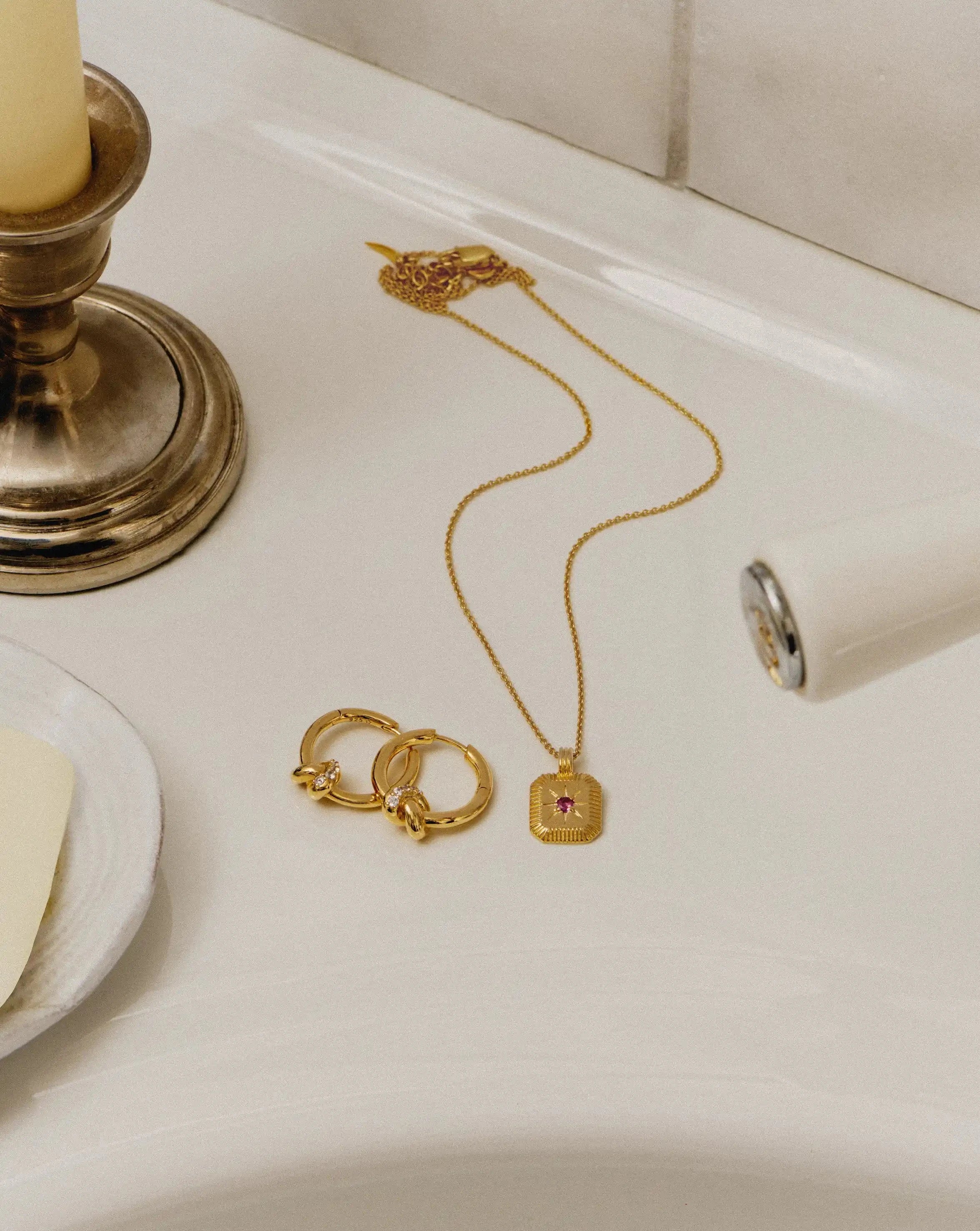 Lucy Williams Pavé Knot Small Hoop Earrings | 18ct Gold Plated