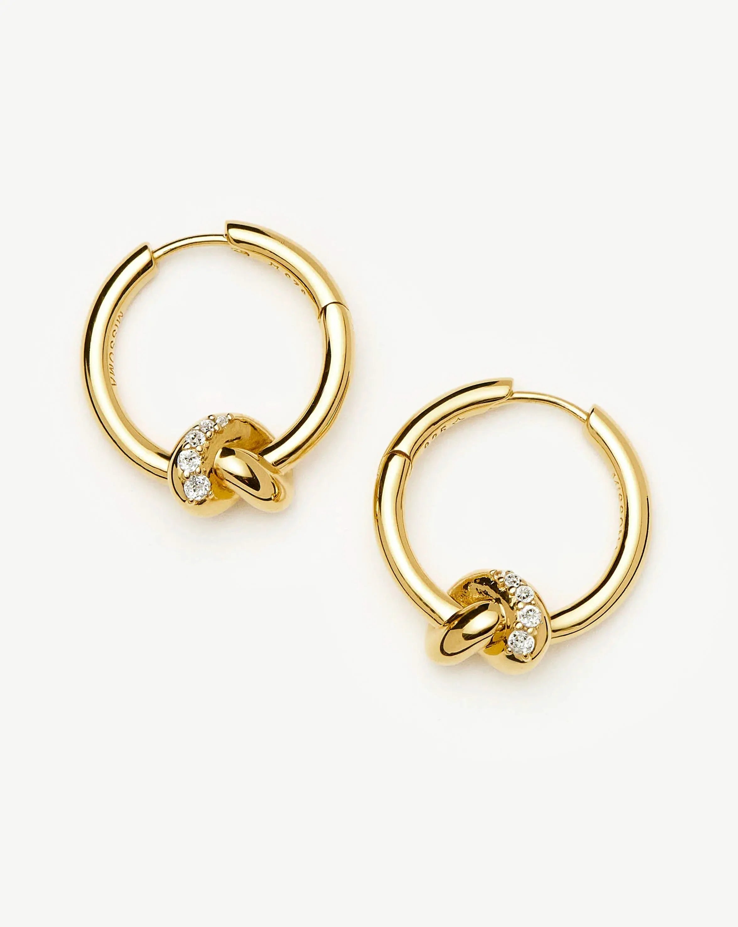 Lucy Williams Pavé Knot Small Hoop Earrings | 18ct Gold Plated