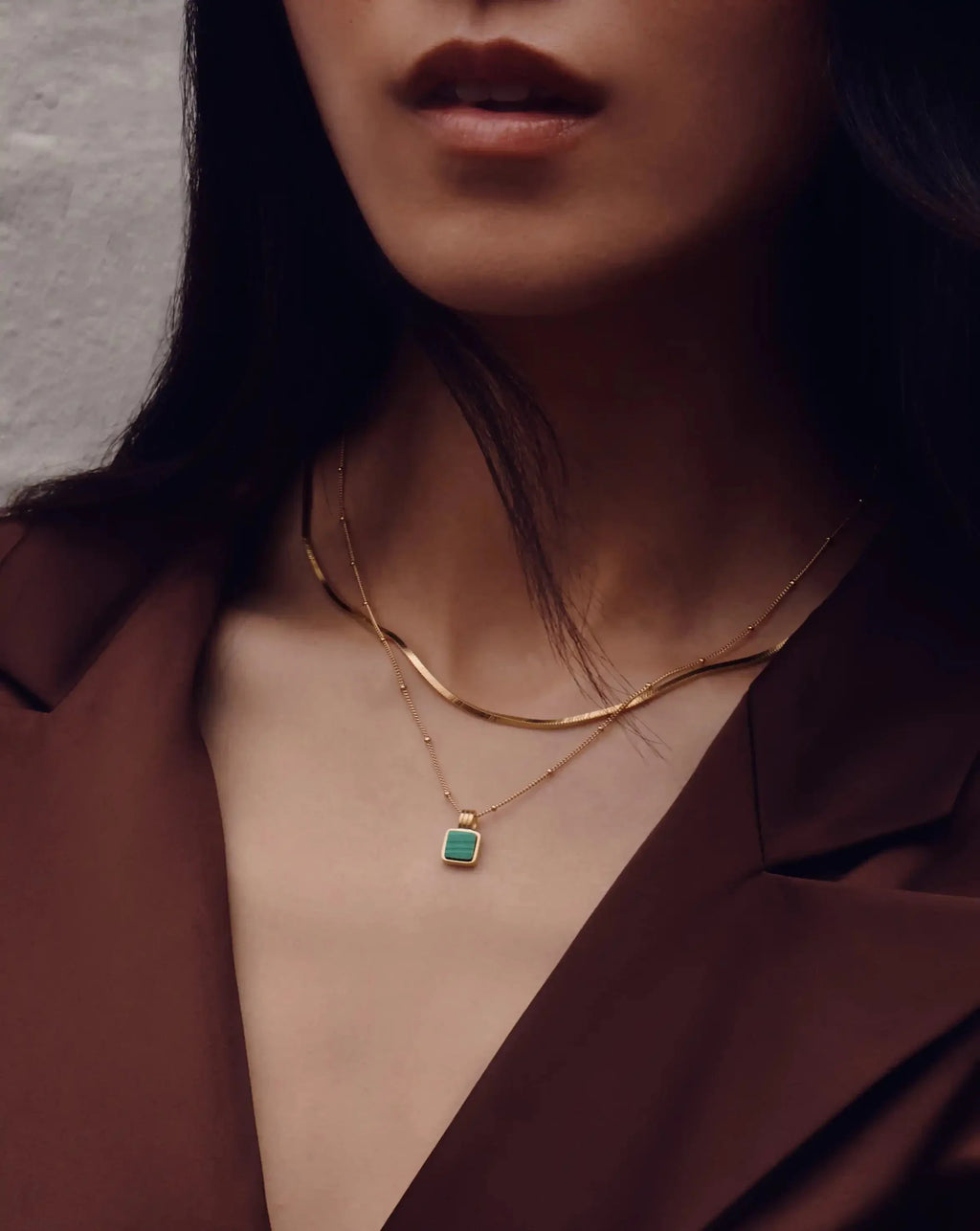 Collier Carré Malachite Lucy Williams | Vermeil Or 18 carats/Malachite