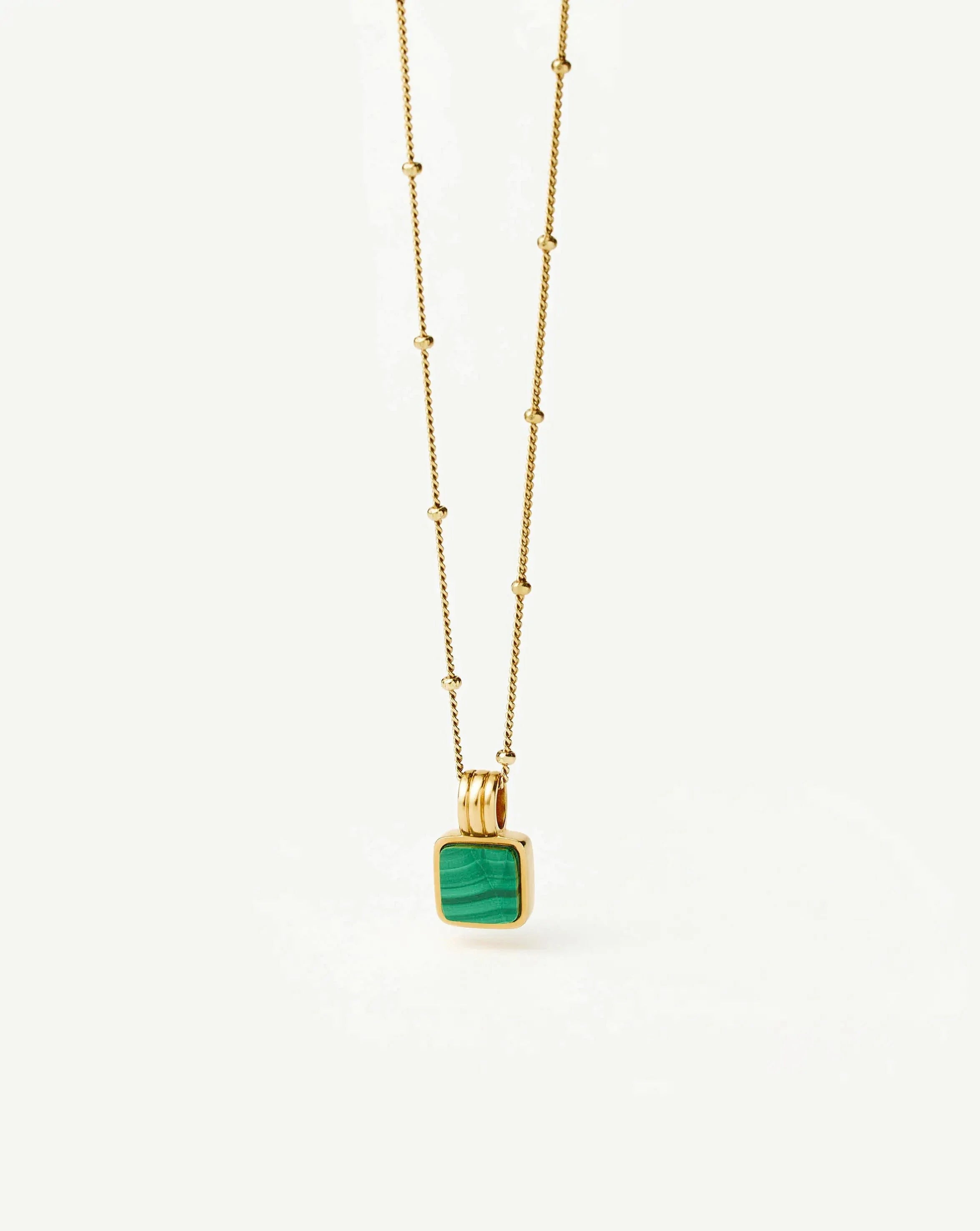 Lucy Williams Square Malachite Necklace | 18ct Gold Vermeil/Malachite