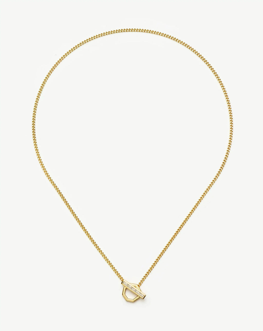 Lucy Williams T-Bar Hex Pendant Necklace | 18ct Gold Plated