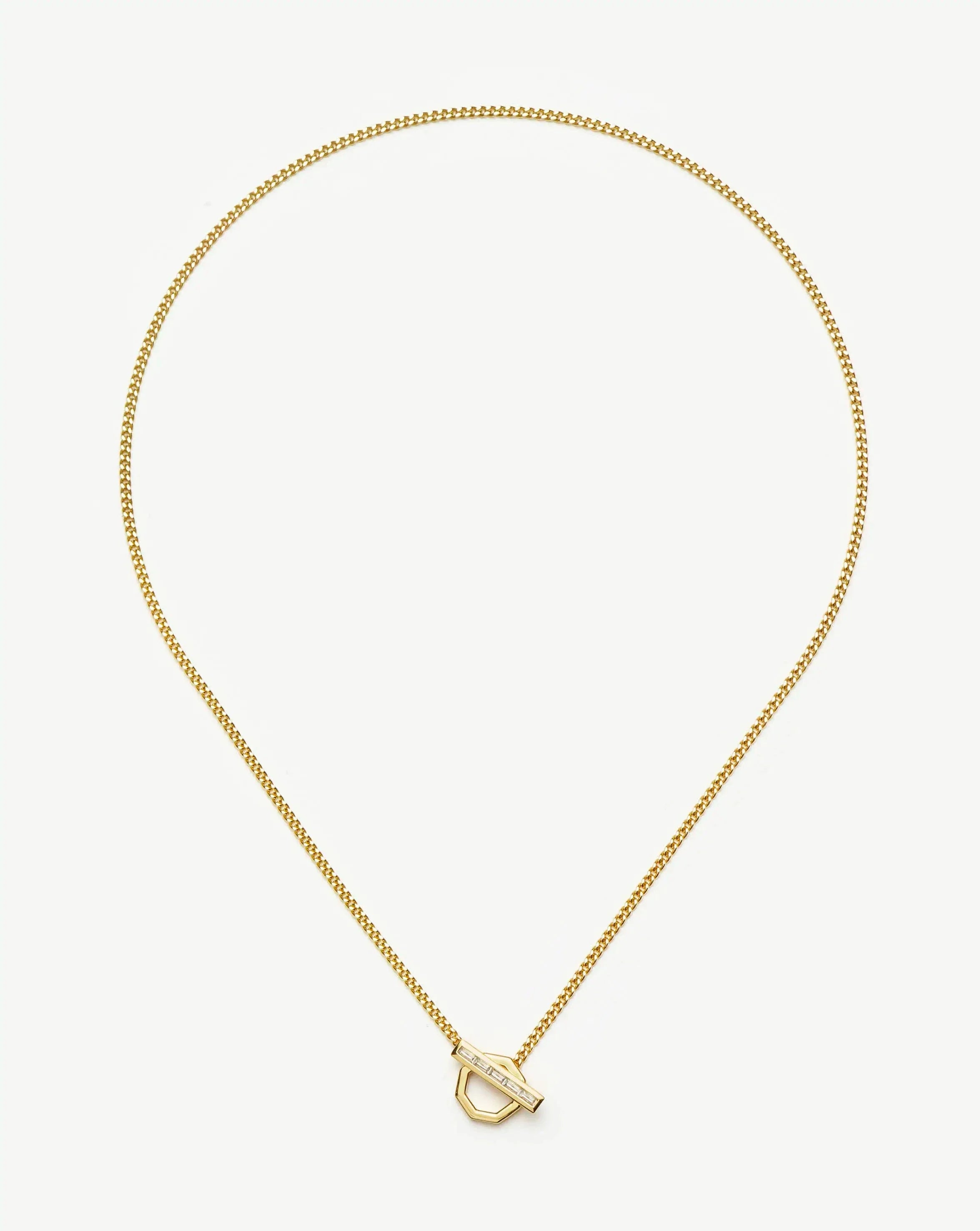 Lucy Williams T-Bar Hex Pendant Necklace | 18ct Gold Plated