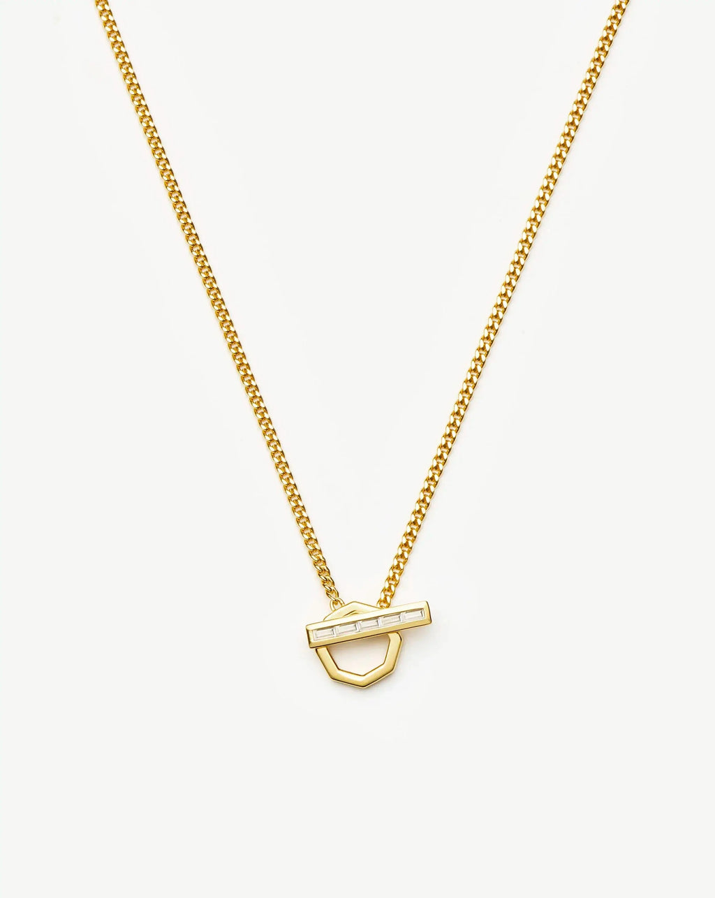 Lucy Williams T-Bar Hex Pendant Necklace | 18ct Gold Plated