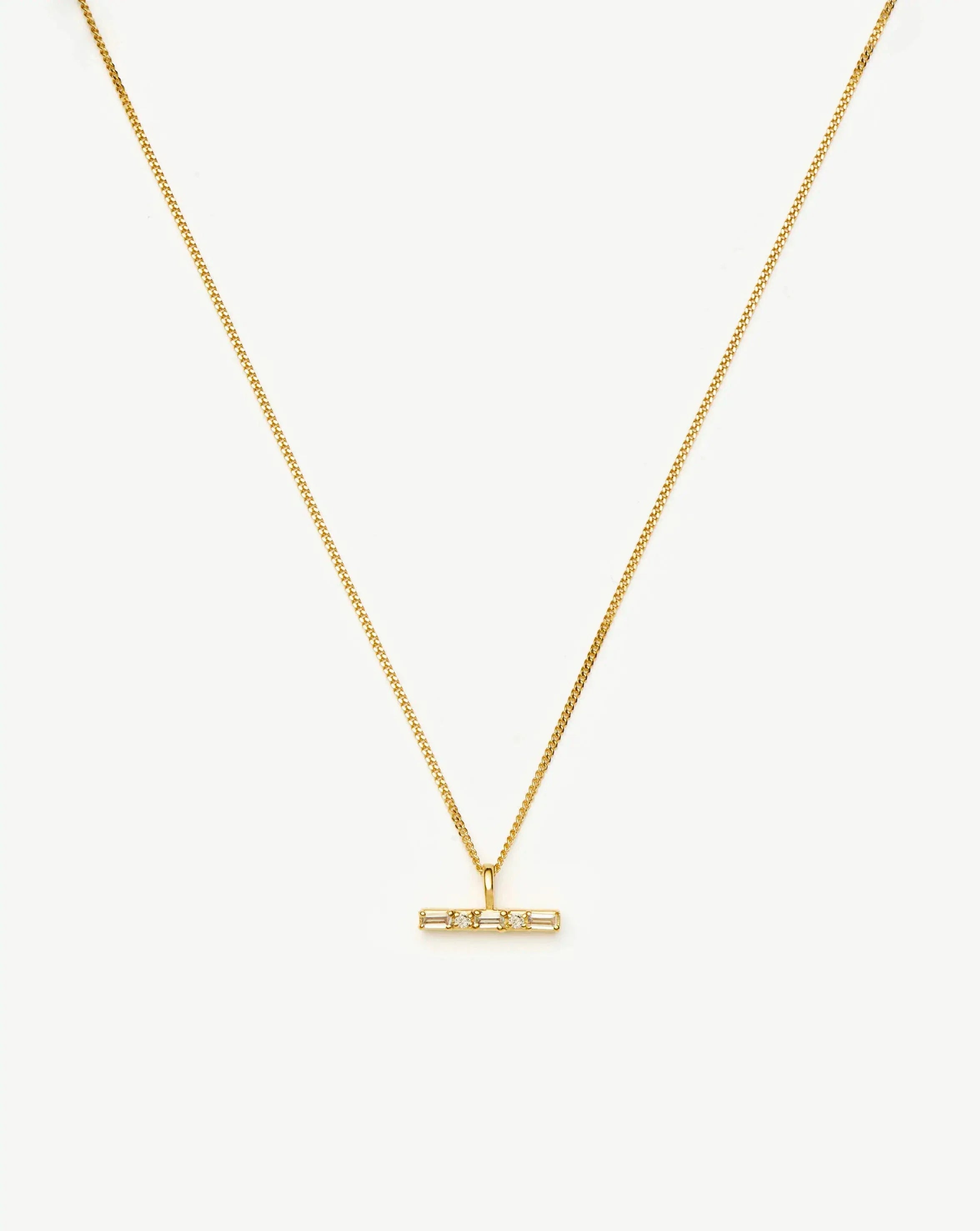 Lucy Williams T-Bar Stone Pendant Necklace | 18ct Gold Vermeil