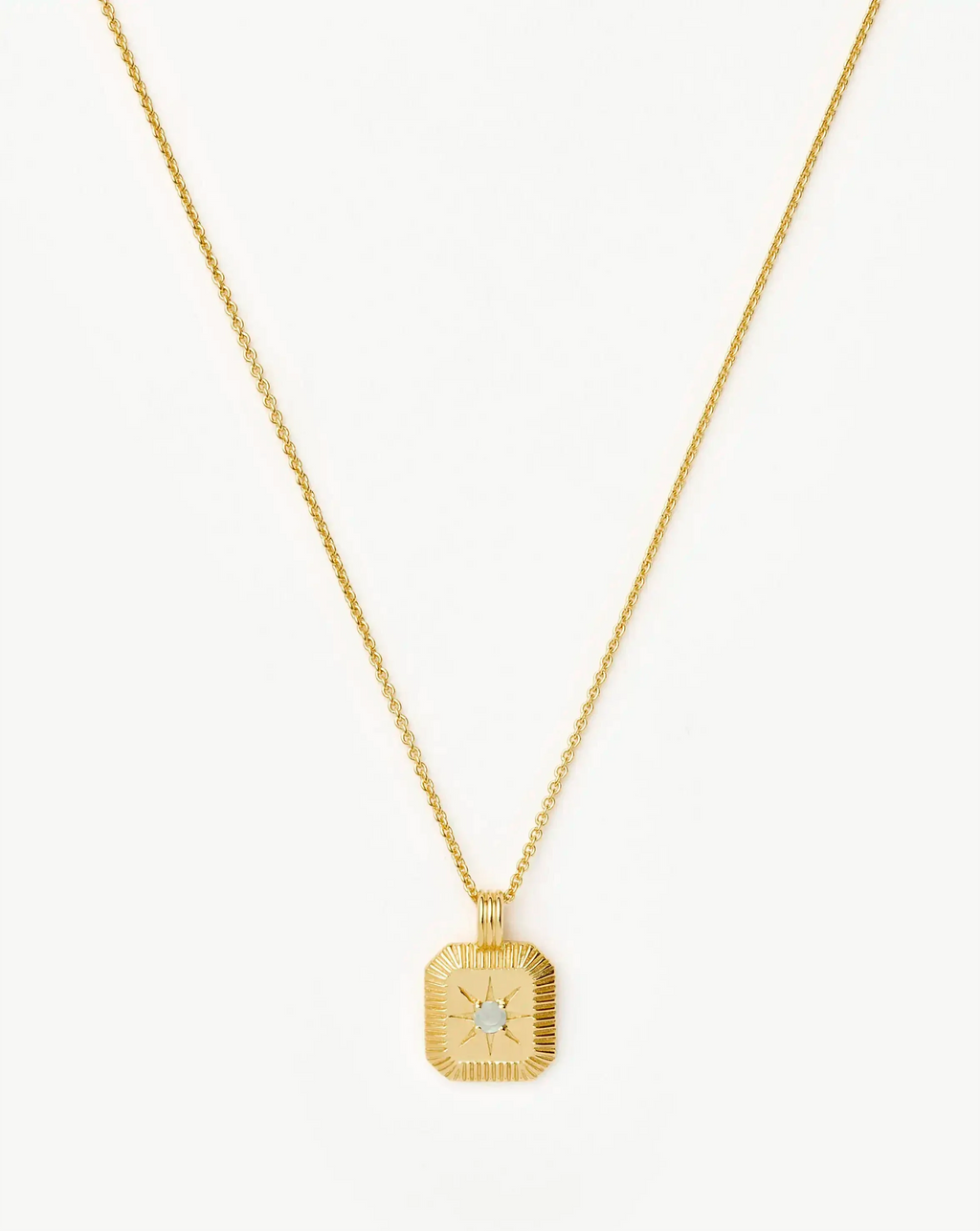 March Birthstone Pendant Necklace | 18ct Gold Vermeil/Dyed Aqua Chalcedony