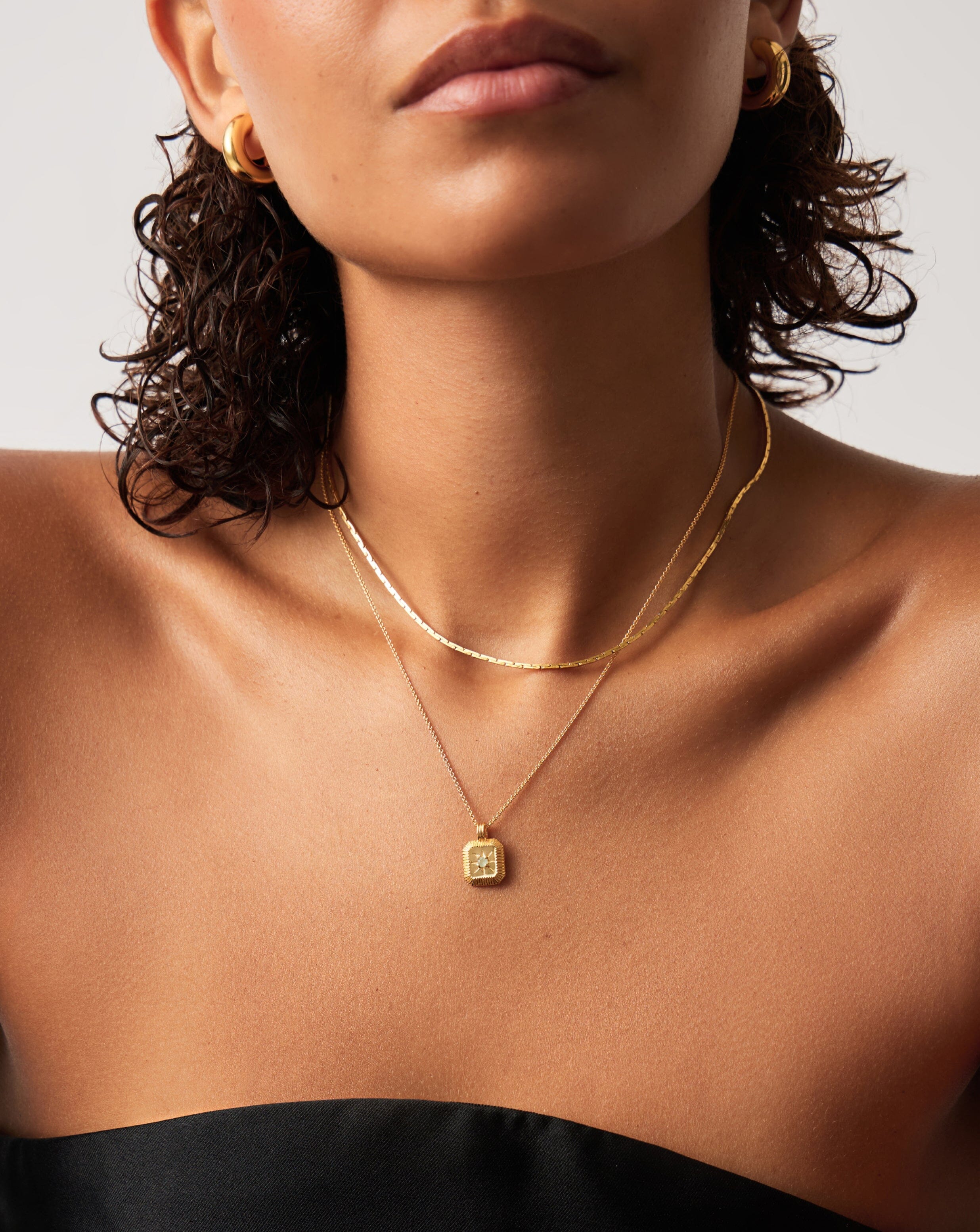March Birthstone Pendant Necklace | 18ct Gold Vermeil/Dyed Aqua Chalcedony