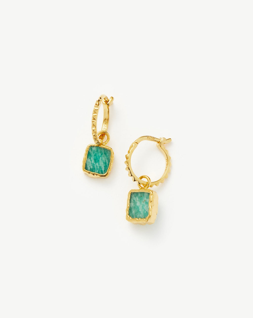 Boucles d'oreilles créoles Mini pyramide | Vermeil d'or 18 carats/Amazonite