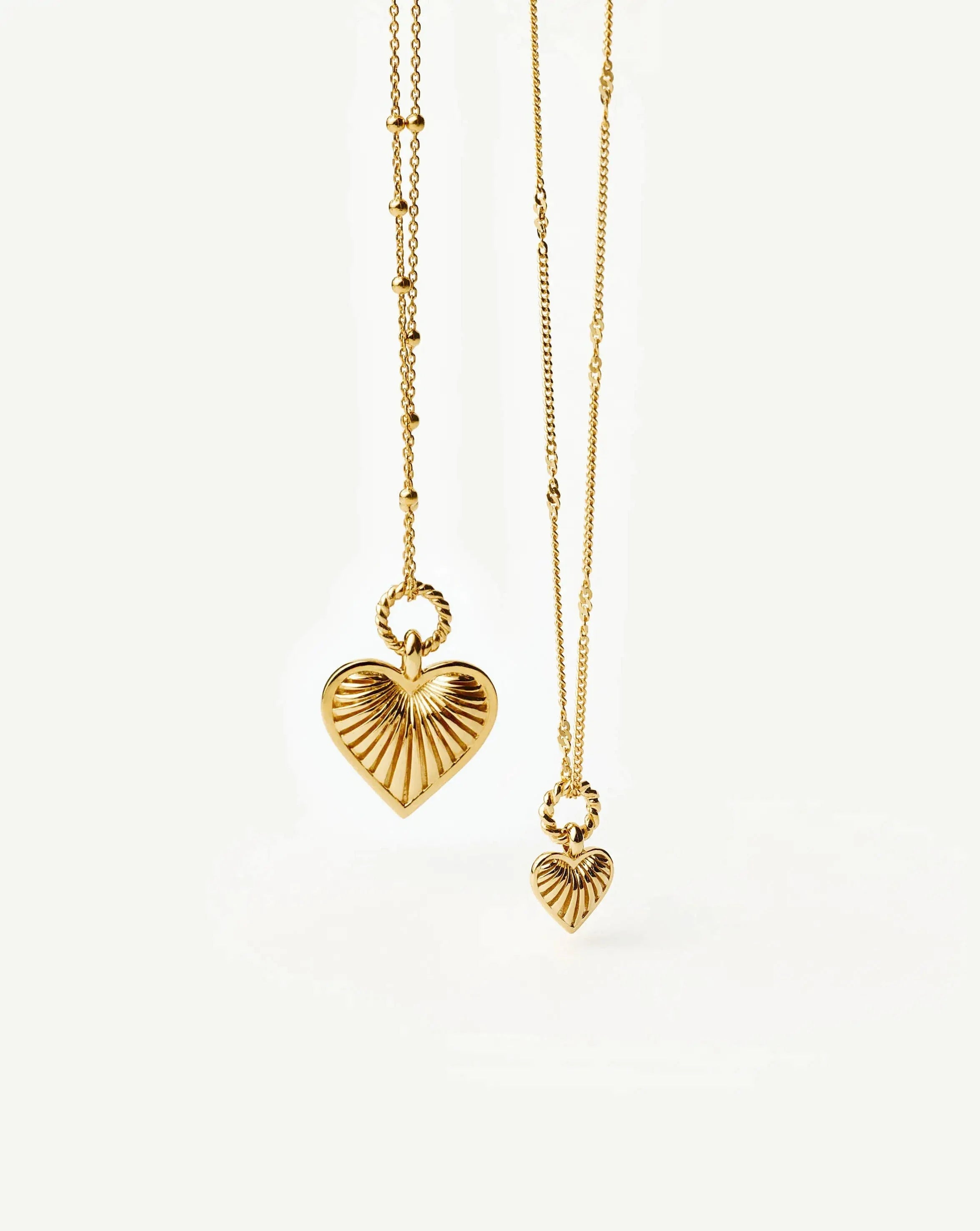 Mini Ridge Heart Charm Pendant Necklace | 18ct Gold Plated
