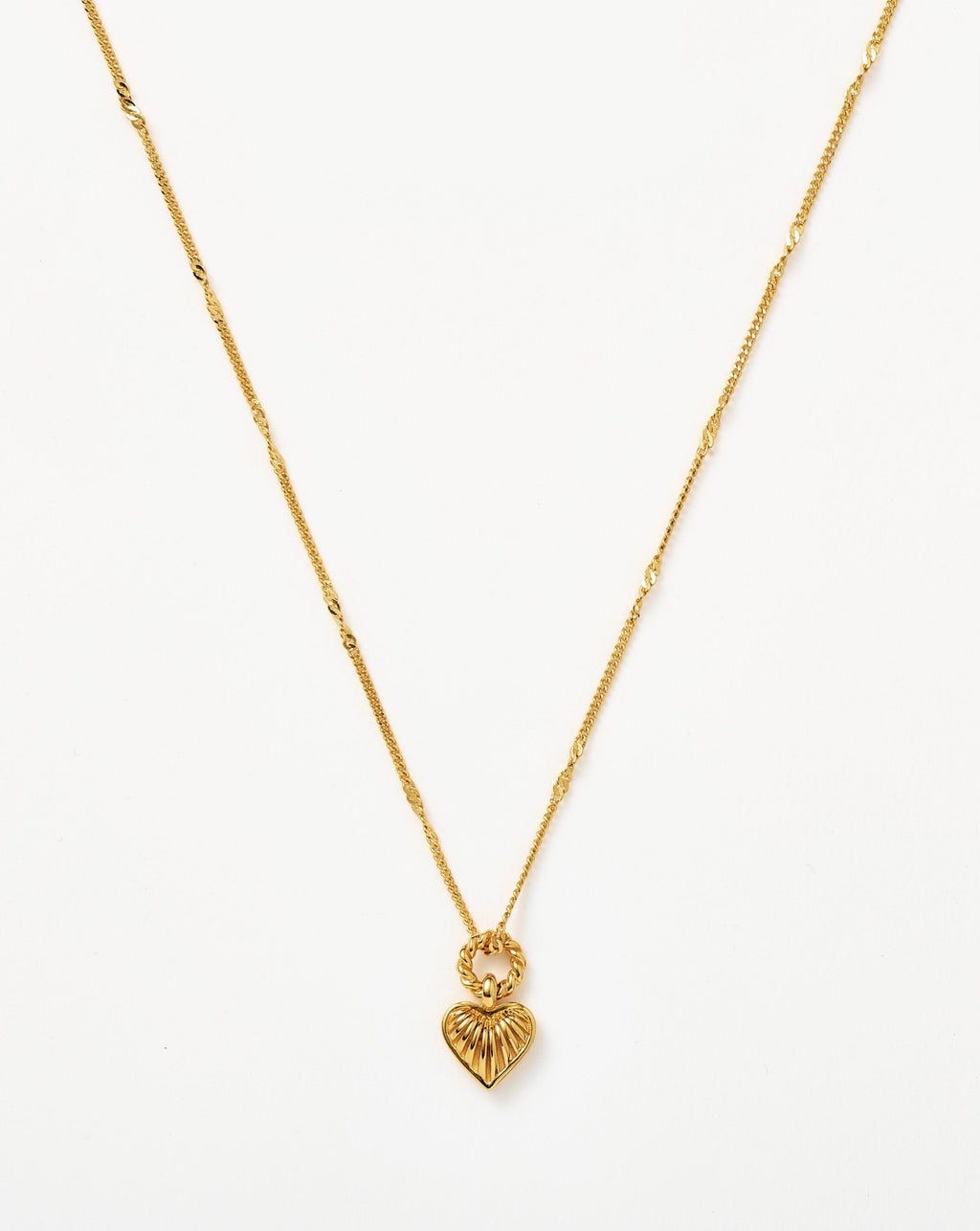 Mini Ridge Heart Charm Pendant Necklace | 18ct Gold Plated
