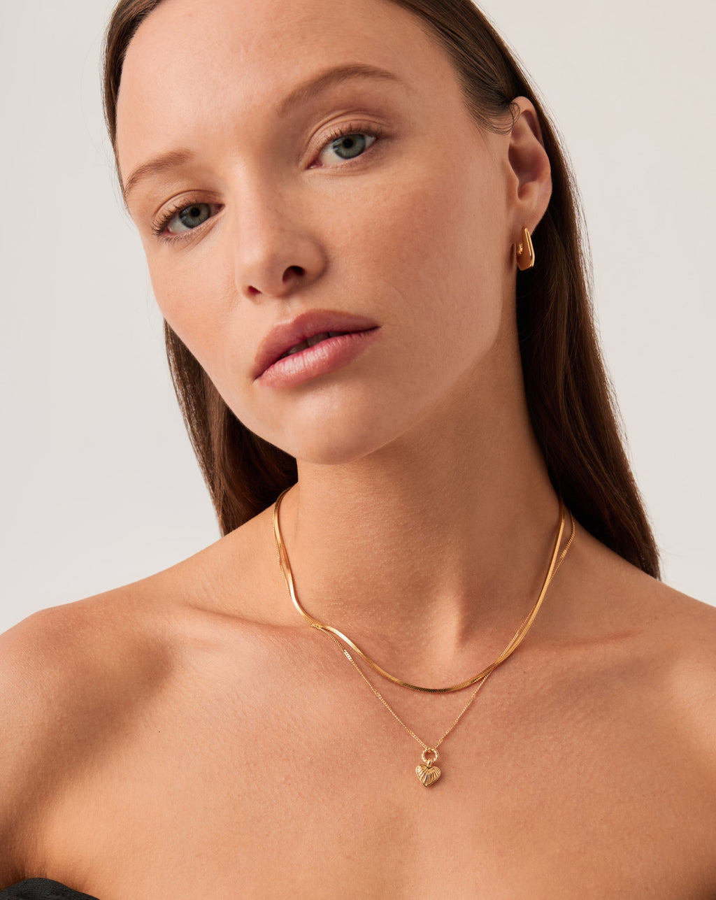 Mini Ridge Heart Charm Pendant Necklace | 18ct Gold Plated