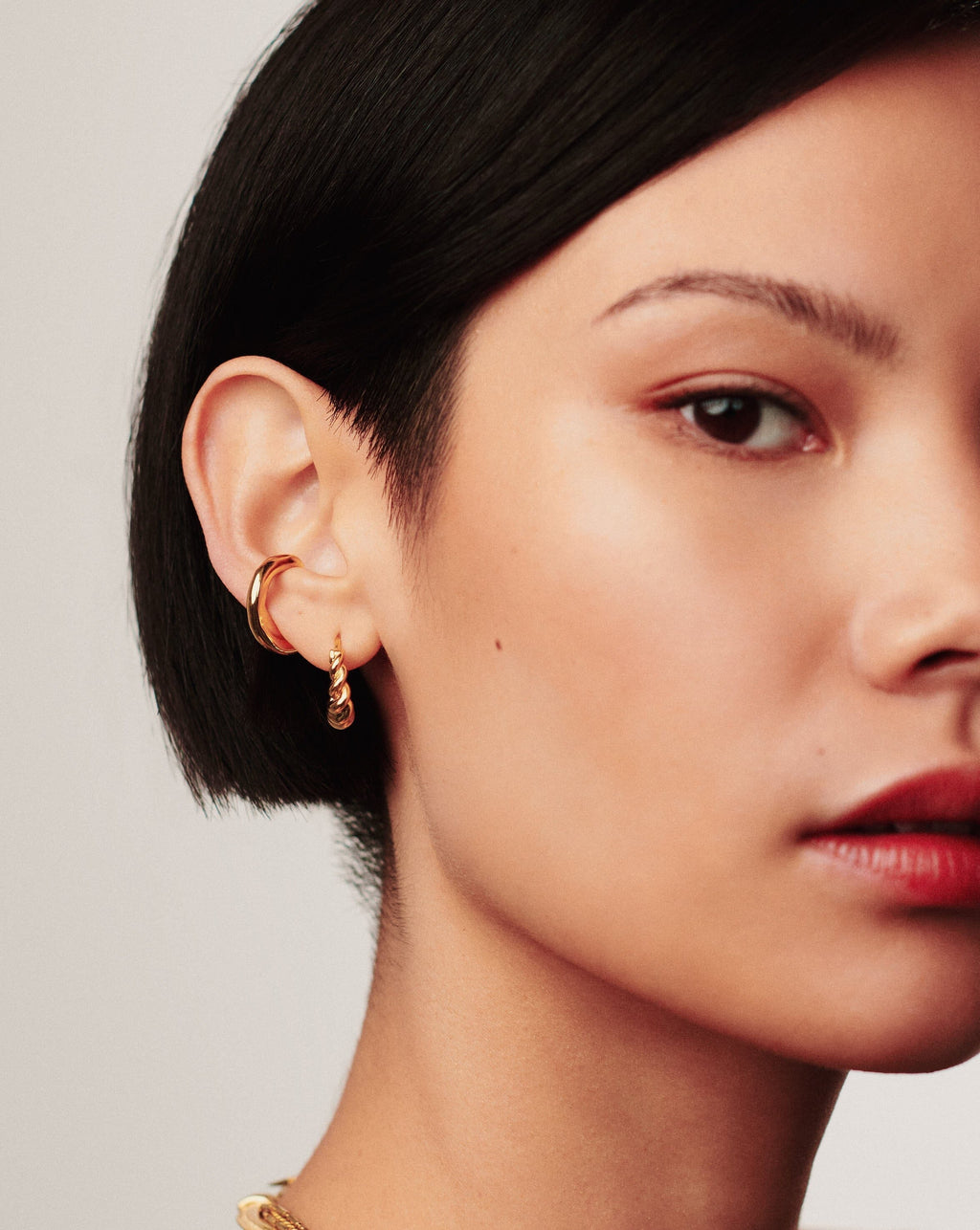 Petites boucles d'oreilles créoles Tidal | Vermeil or 18 carats