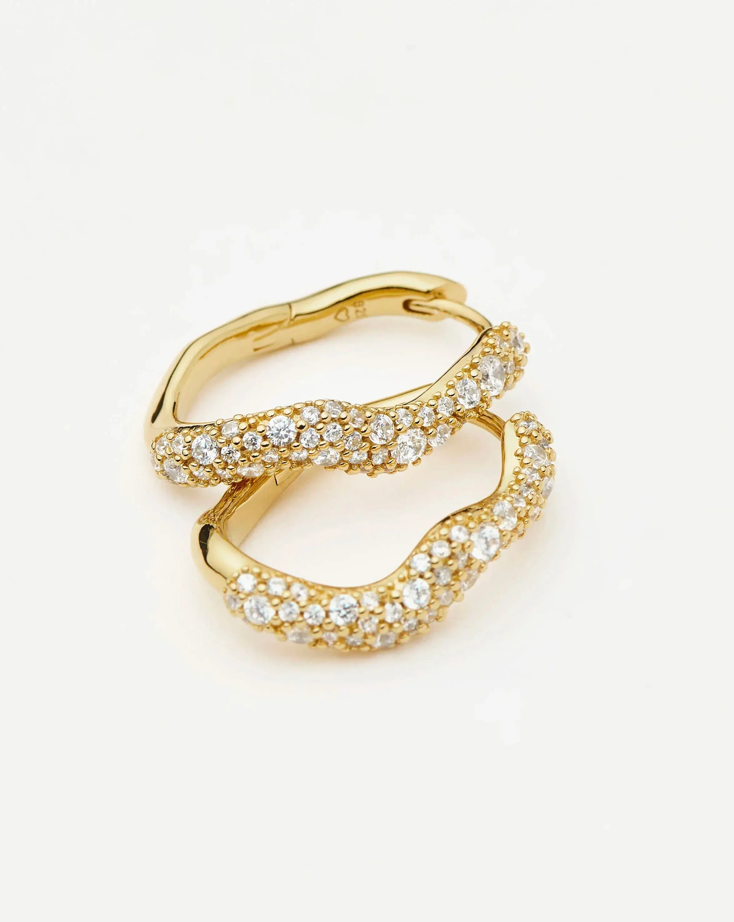 Molten Snow Small Hoop Earrings | 18ct Gold Vermeil/Cubic Zirconia