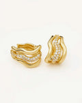 Boucles d'oreilles créoles triples Molten Snow petites | Plaqué or 18 carats/Oxyde de zirconium
