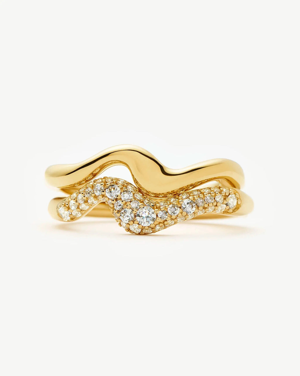 Molten Stacking Ring Set | 18ct Gold Vermeil/Cubic Zirconia