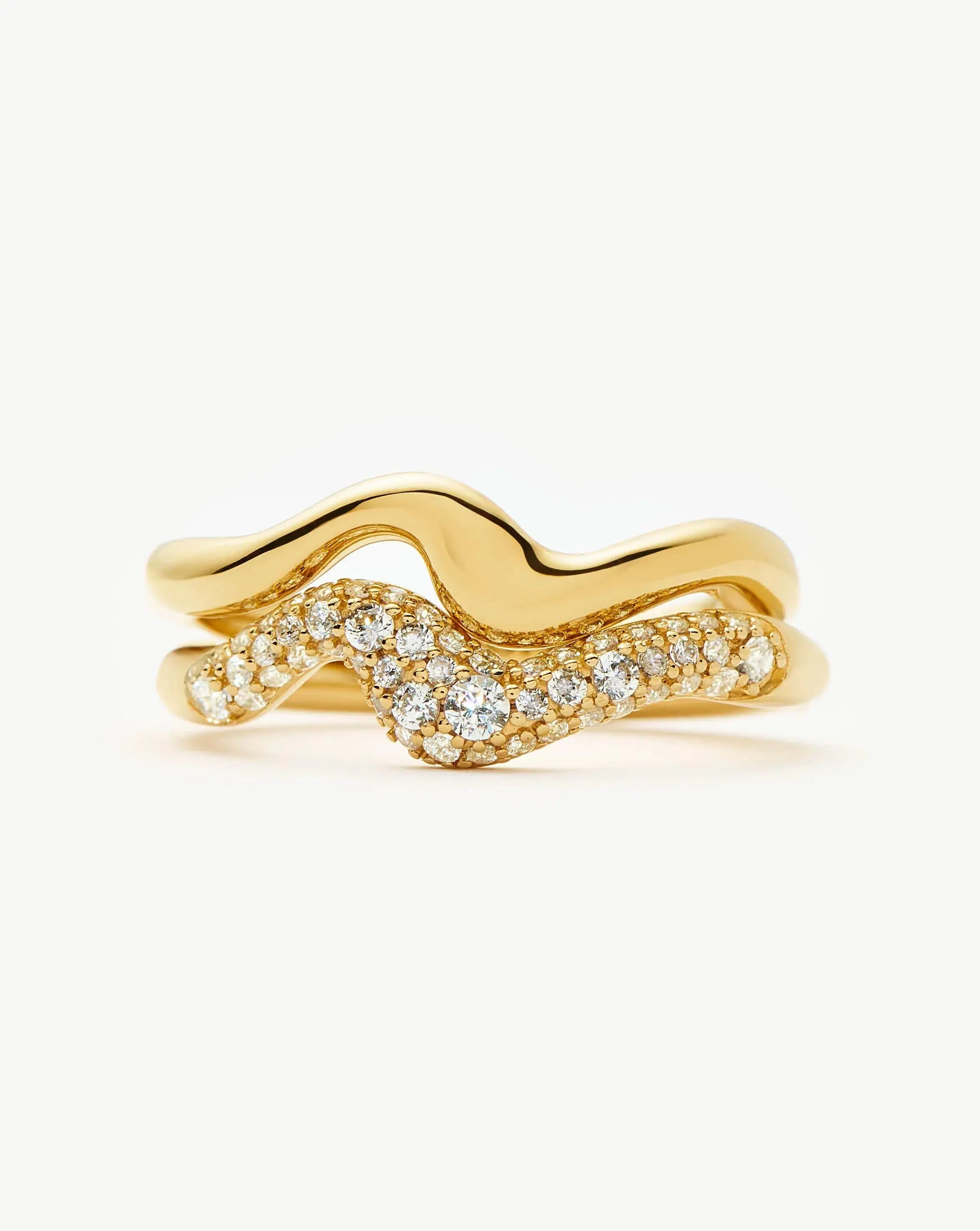 Molten Stacking Ring Set | 18ct Gold Vermeil/Cubic Zirconia