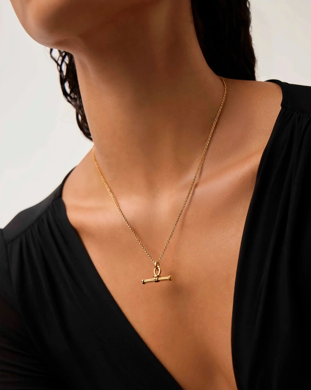Ridge T-Bar Chain Necklace | 18ct Gold Plated